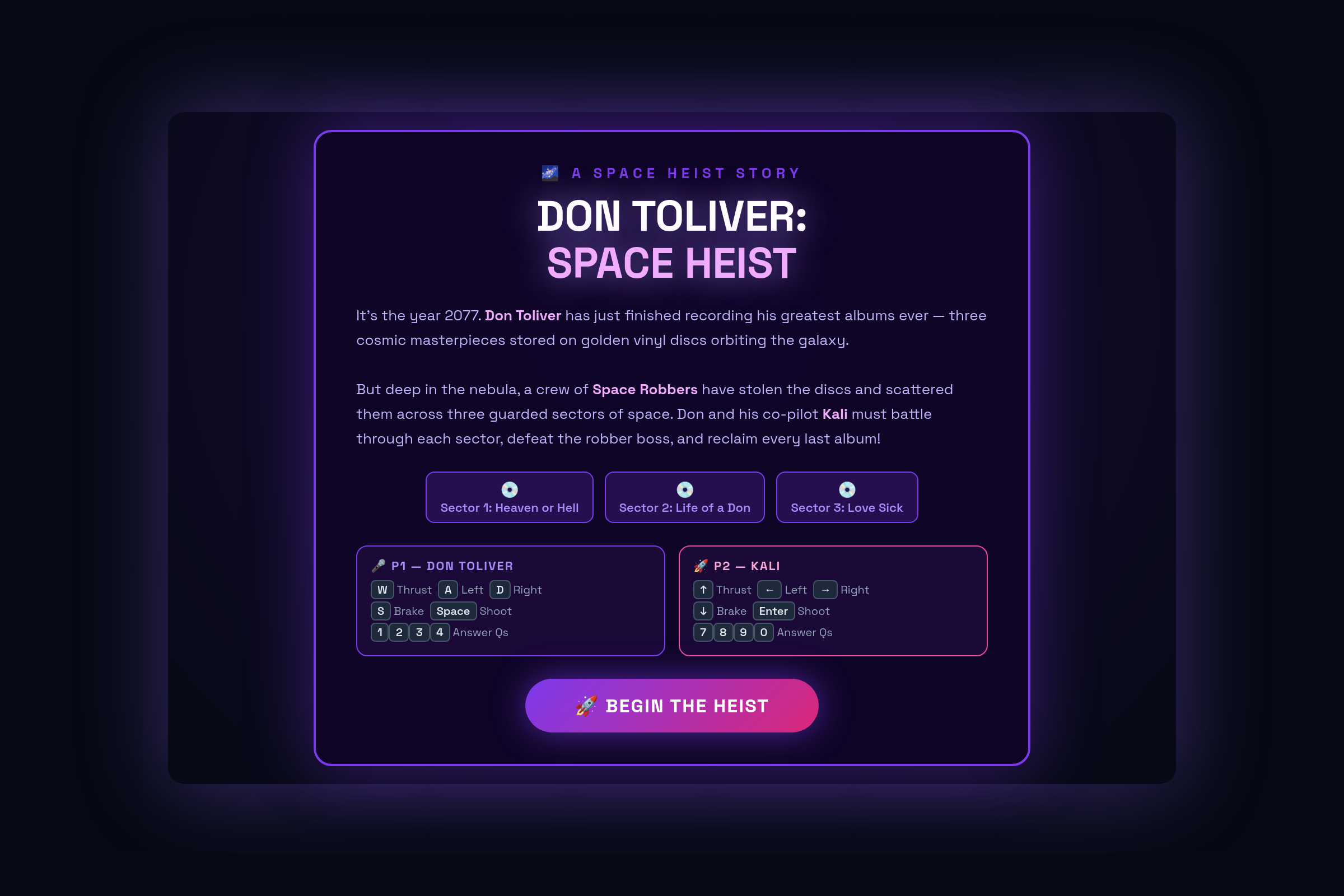 Don Toliver Space Heist mini app