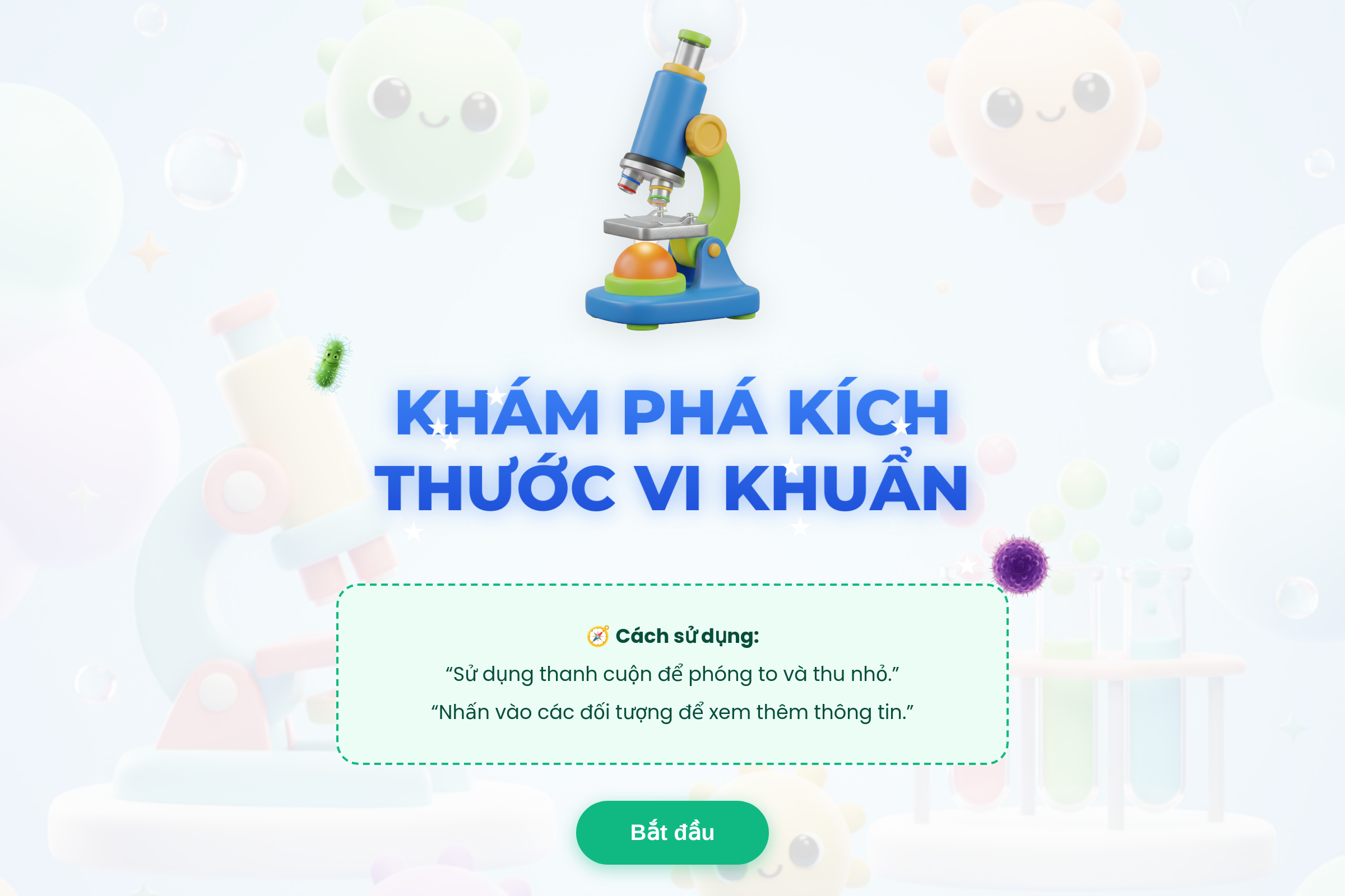 KHÁM PHÁ KÍCH THƯỚC VI KHUẨN mini app