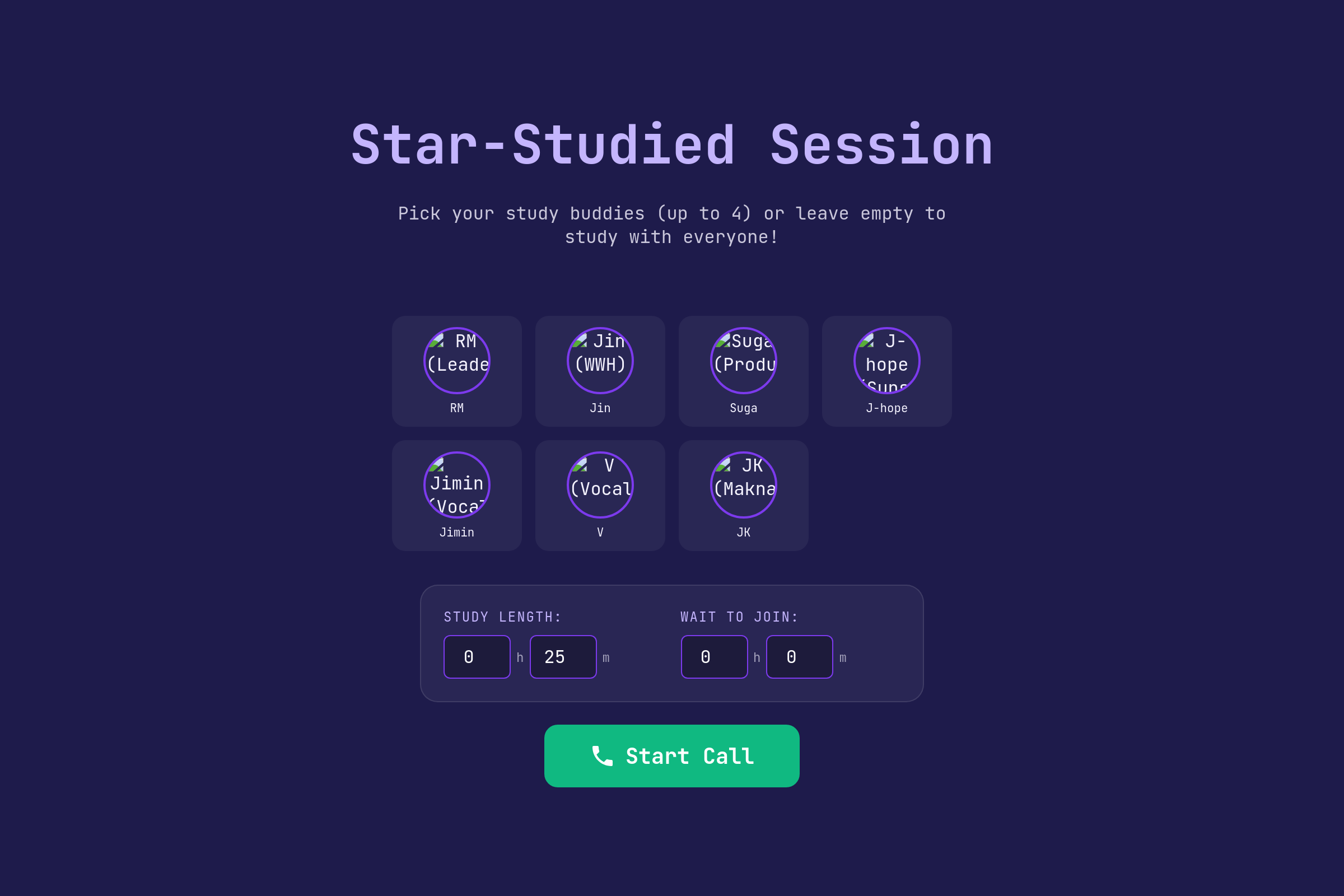 BTS Call Session mini app
