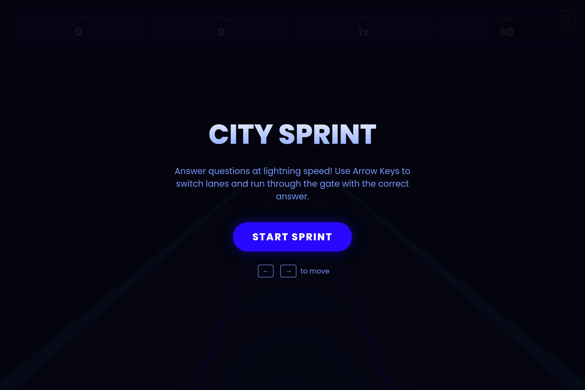 City Sprint Quiz mini app