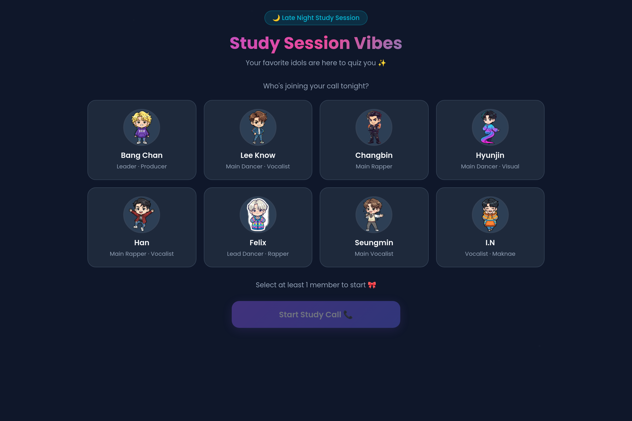 Study Call with StrayKids mini app