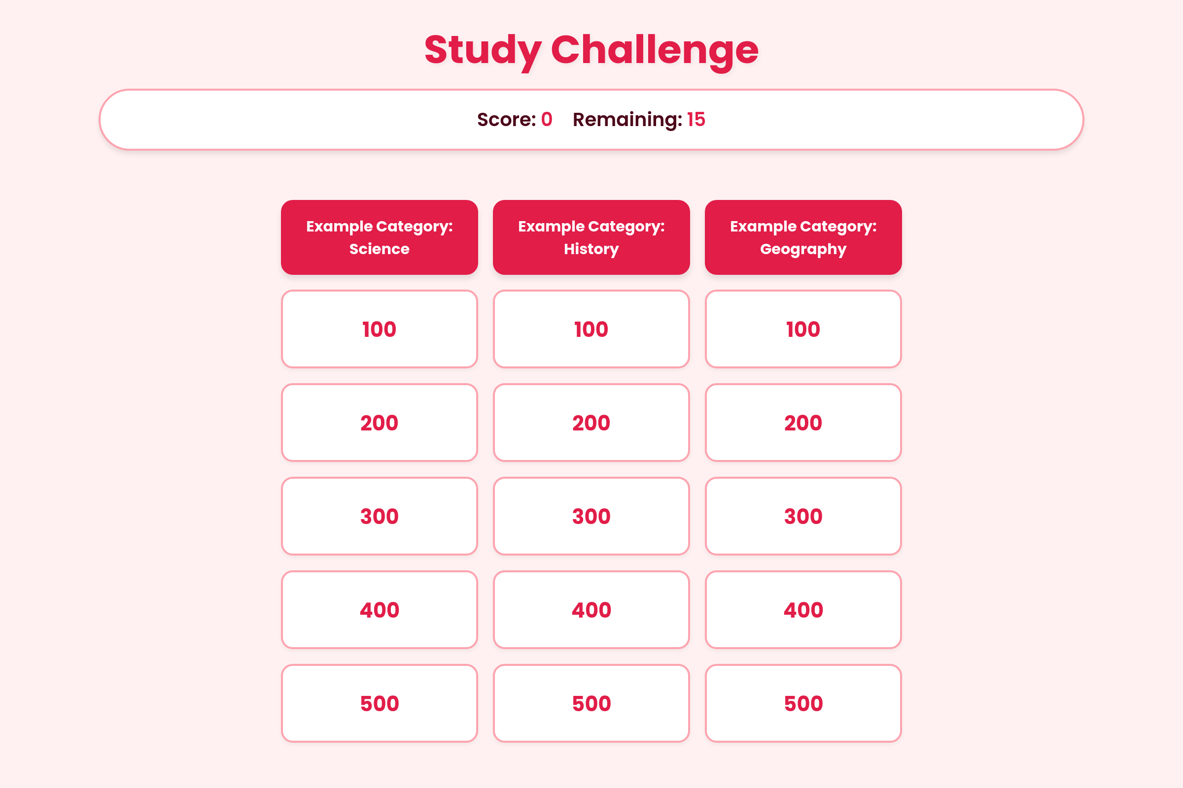 Anatomy & Physiology Jeopardy Game mini app