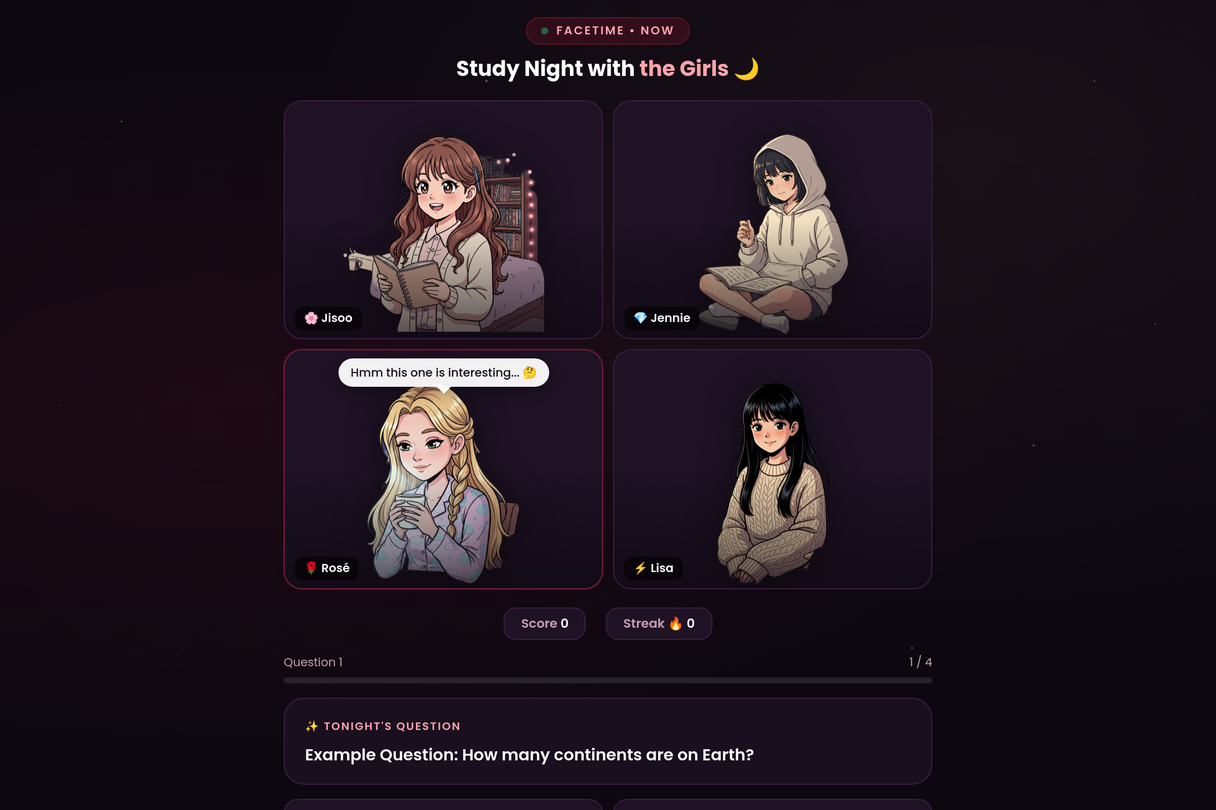 BLACKPINK Study Call!! 💖 mini app