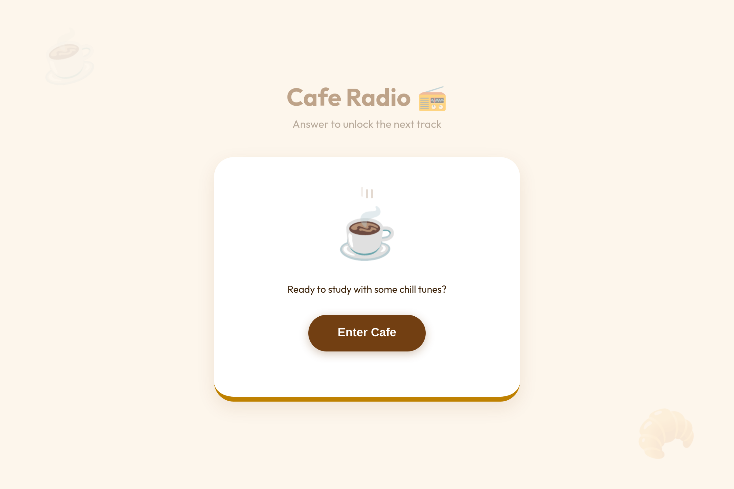 Cafe Quiz Tracks for music and studying mini app