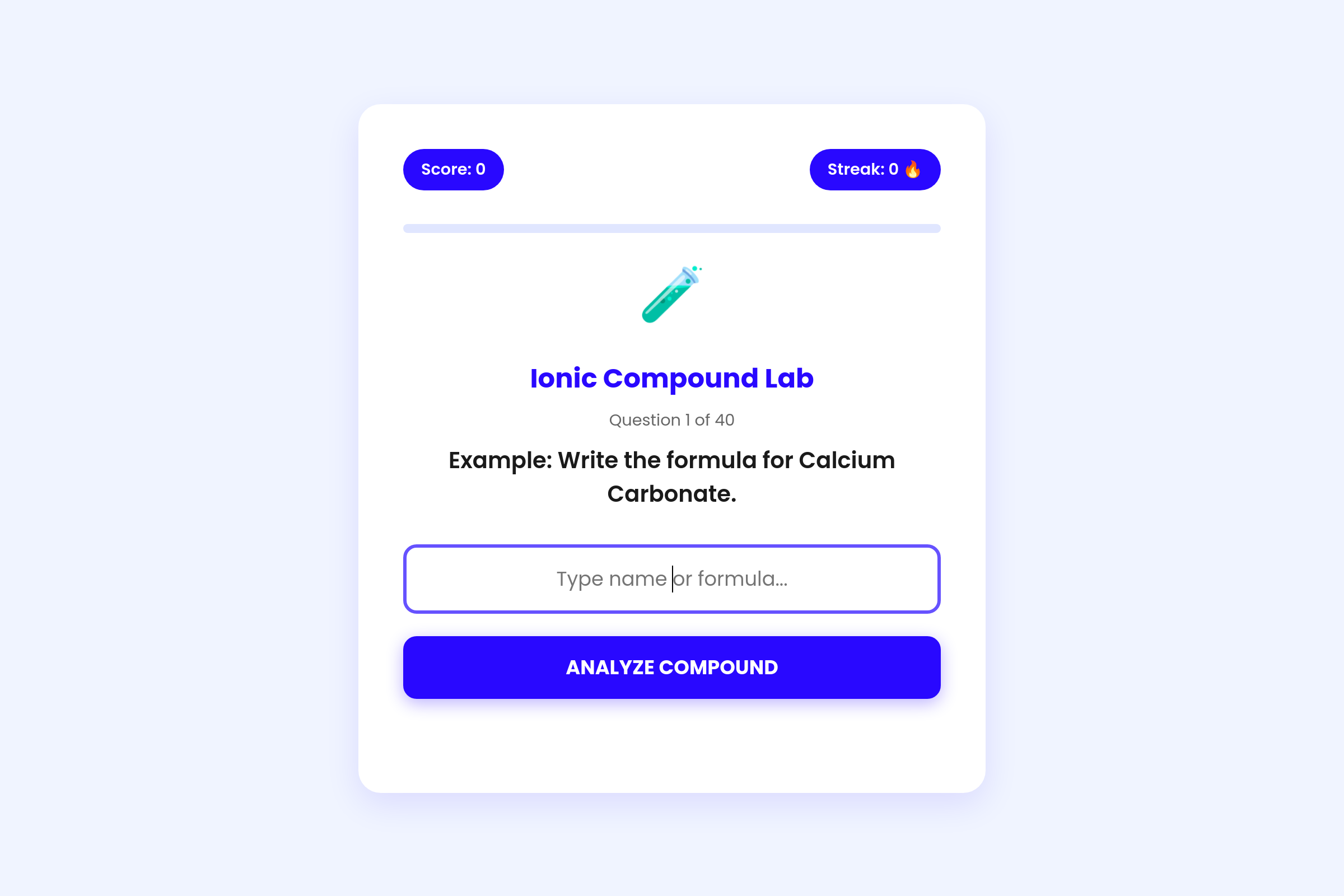 Chem Formula Challenge mini app