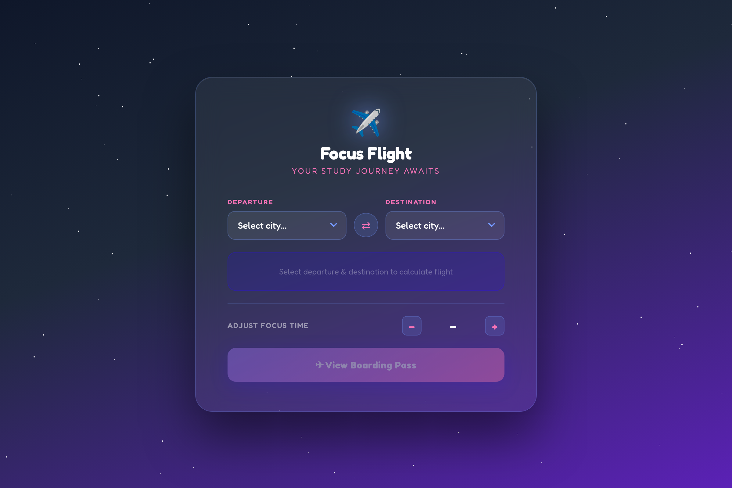 Focus Flight mini app