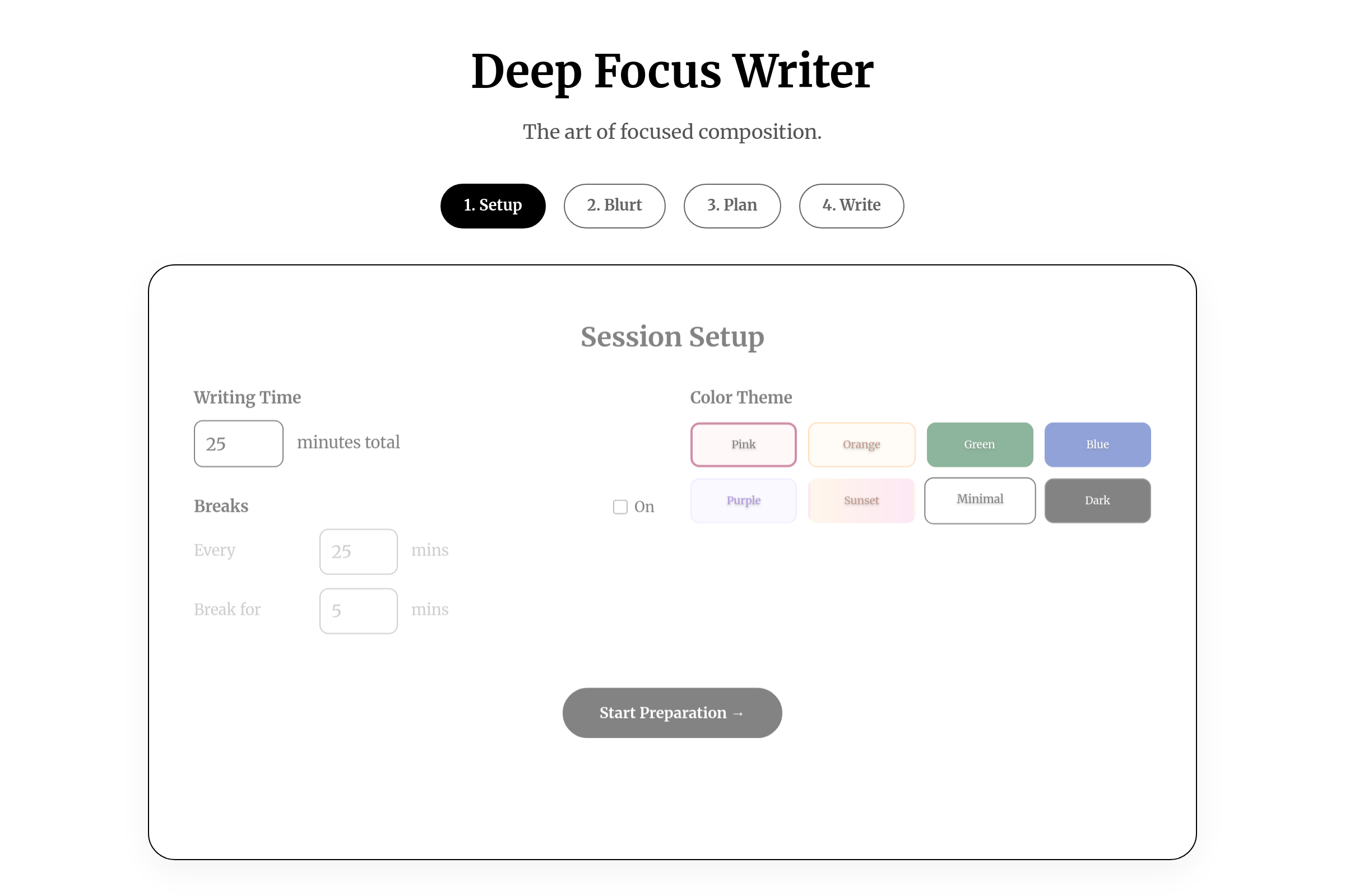 Deep Focus Writer mini app