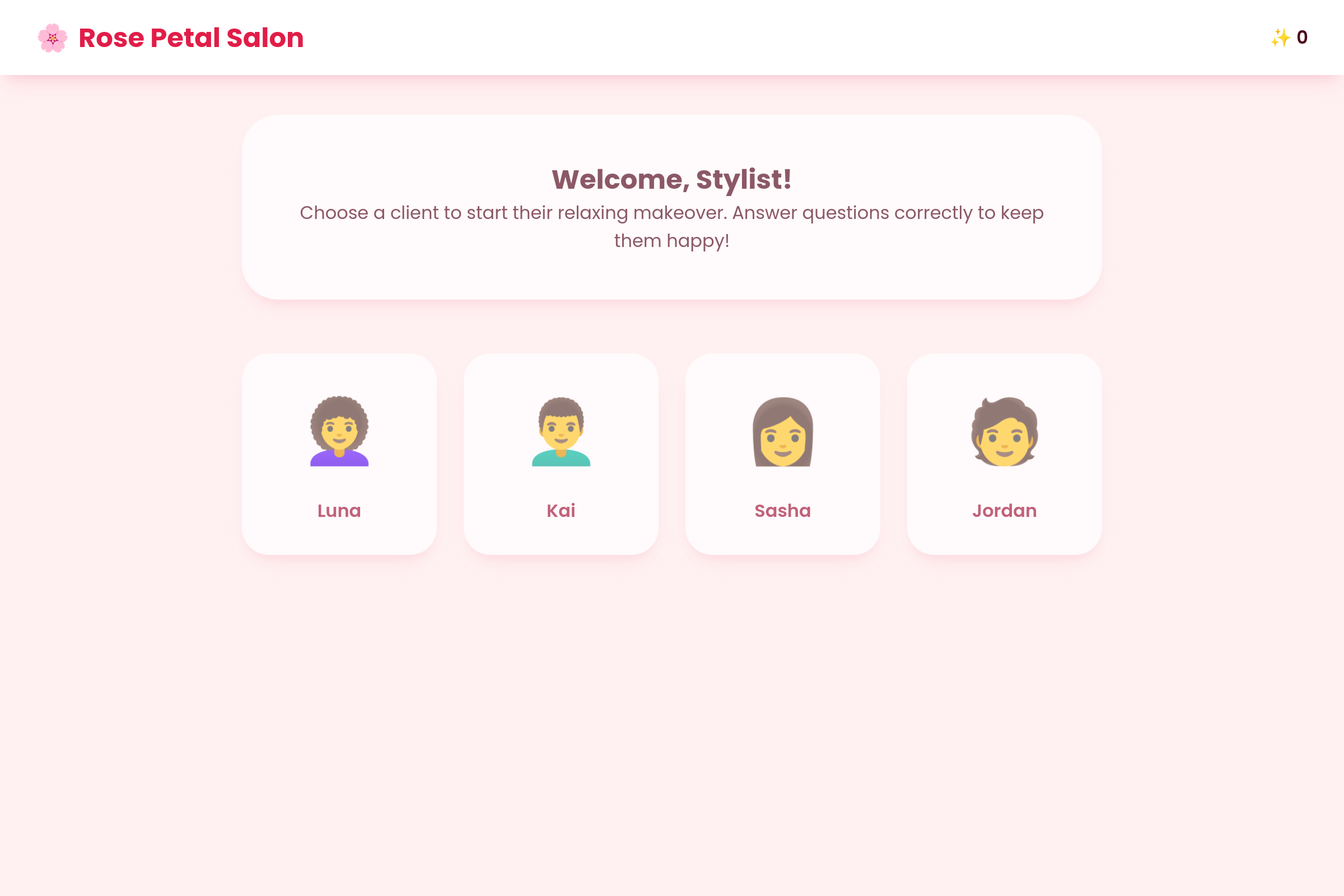 Salon Style Quiz mini app