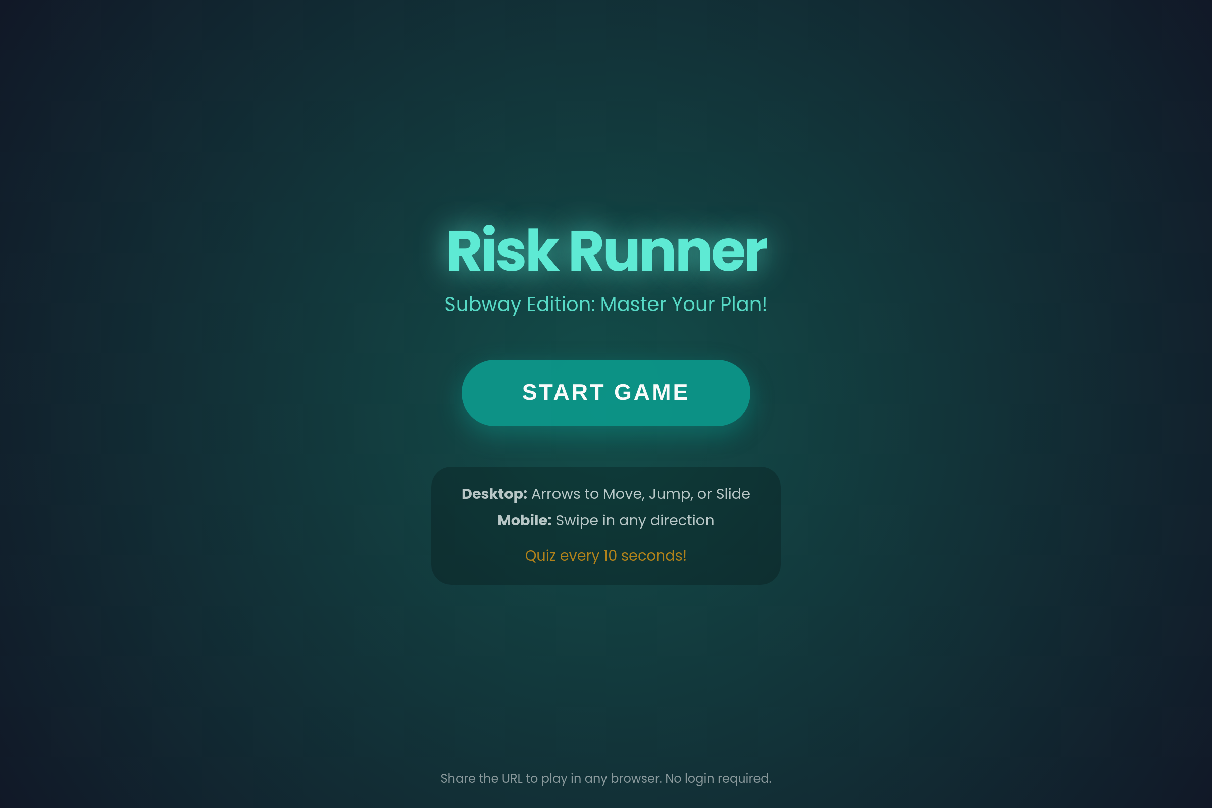 Risk Runner mini app