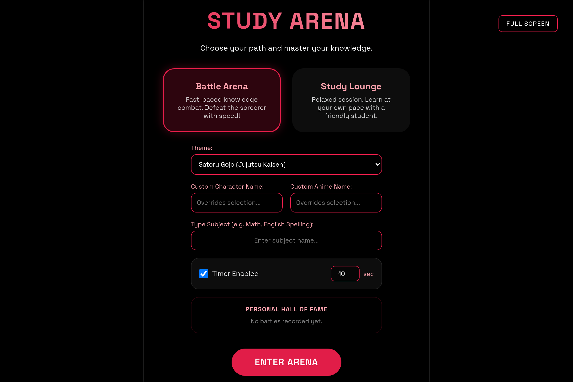 Anime Study Arena mini app