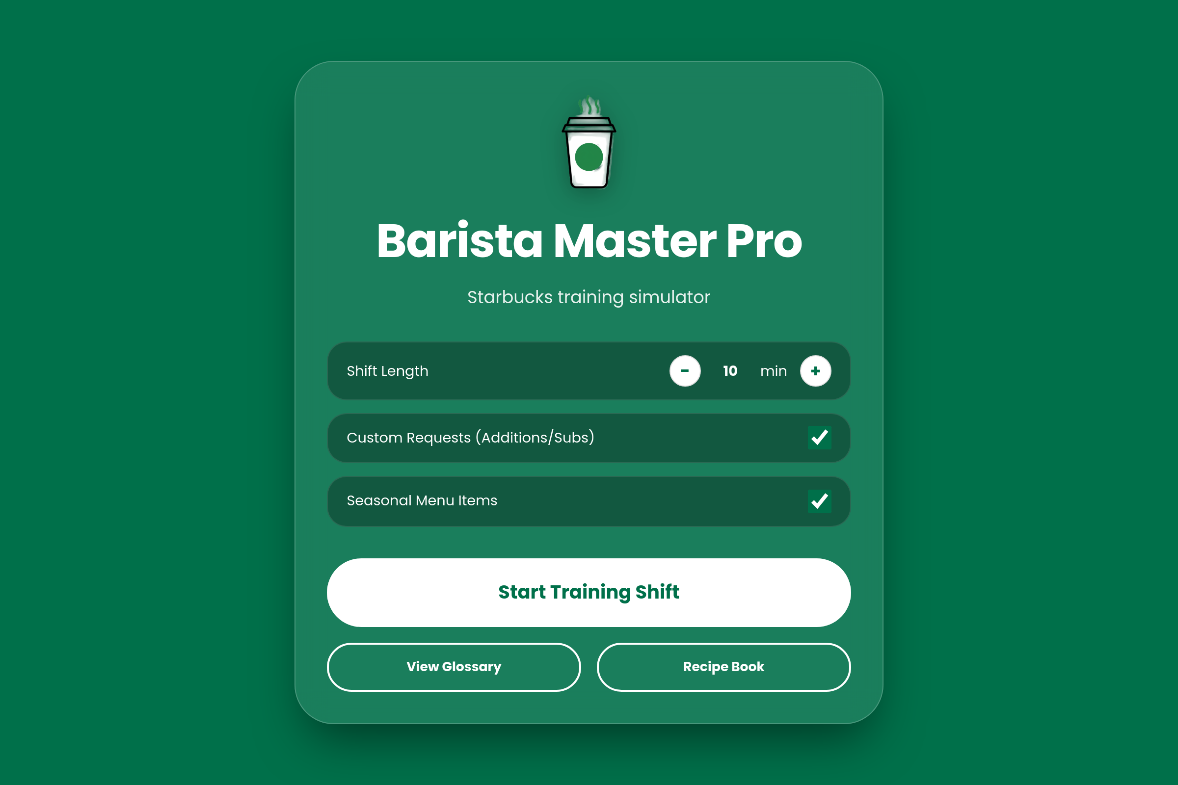 Starbucks Barista Pro mini app