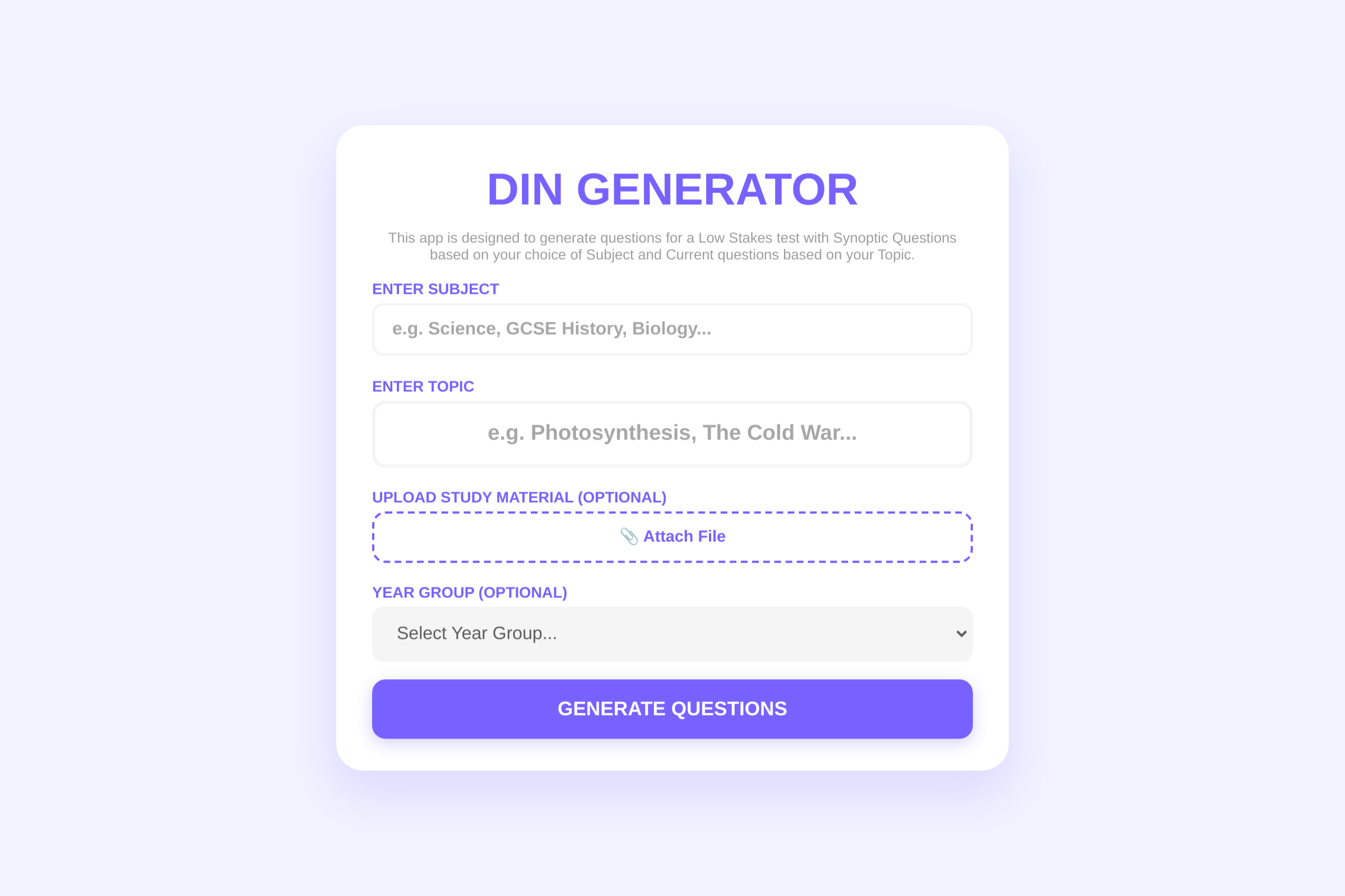 DIN Generator mini app