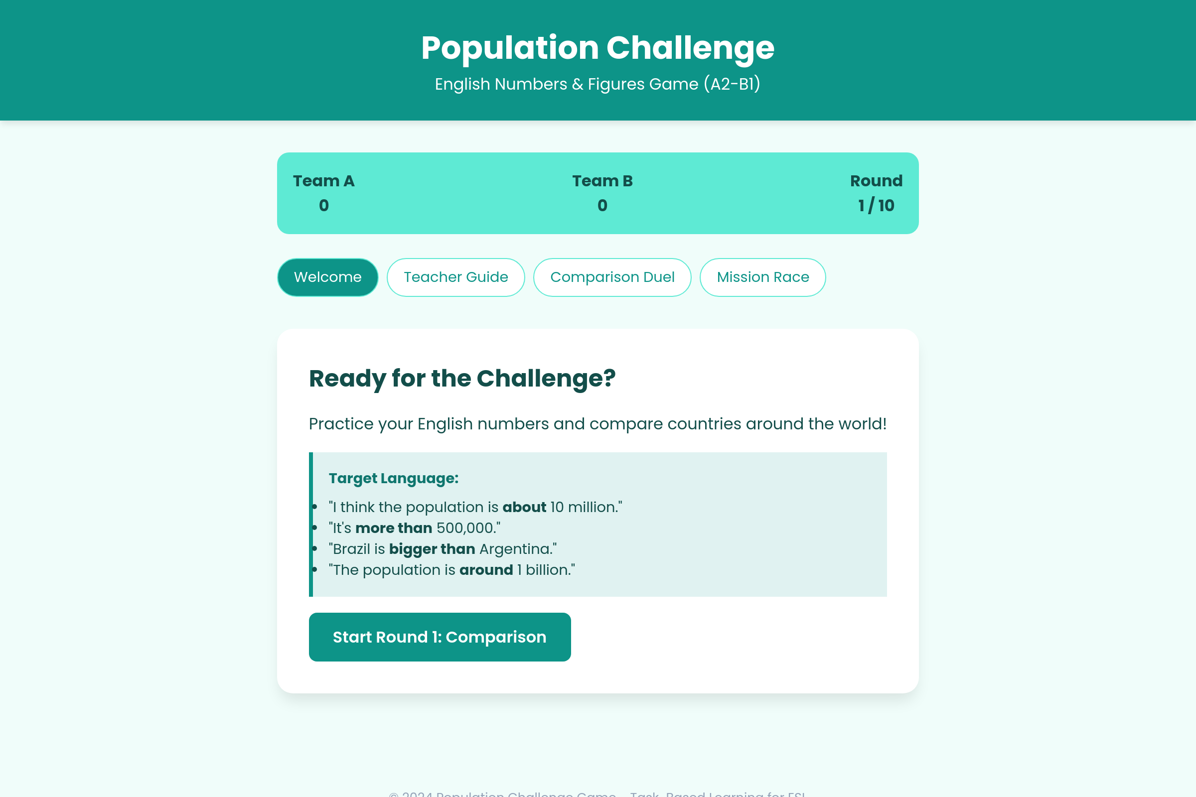 Population Race mini app