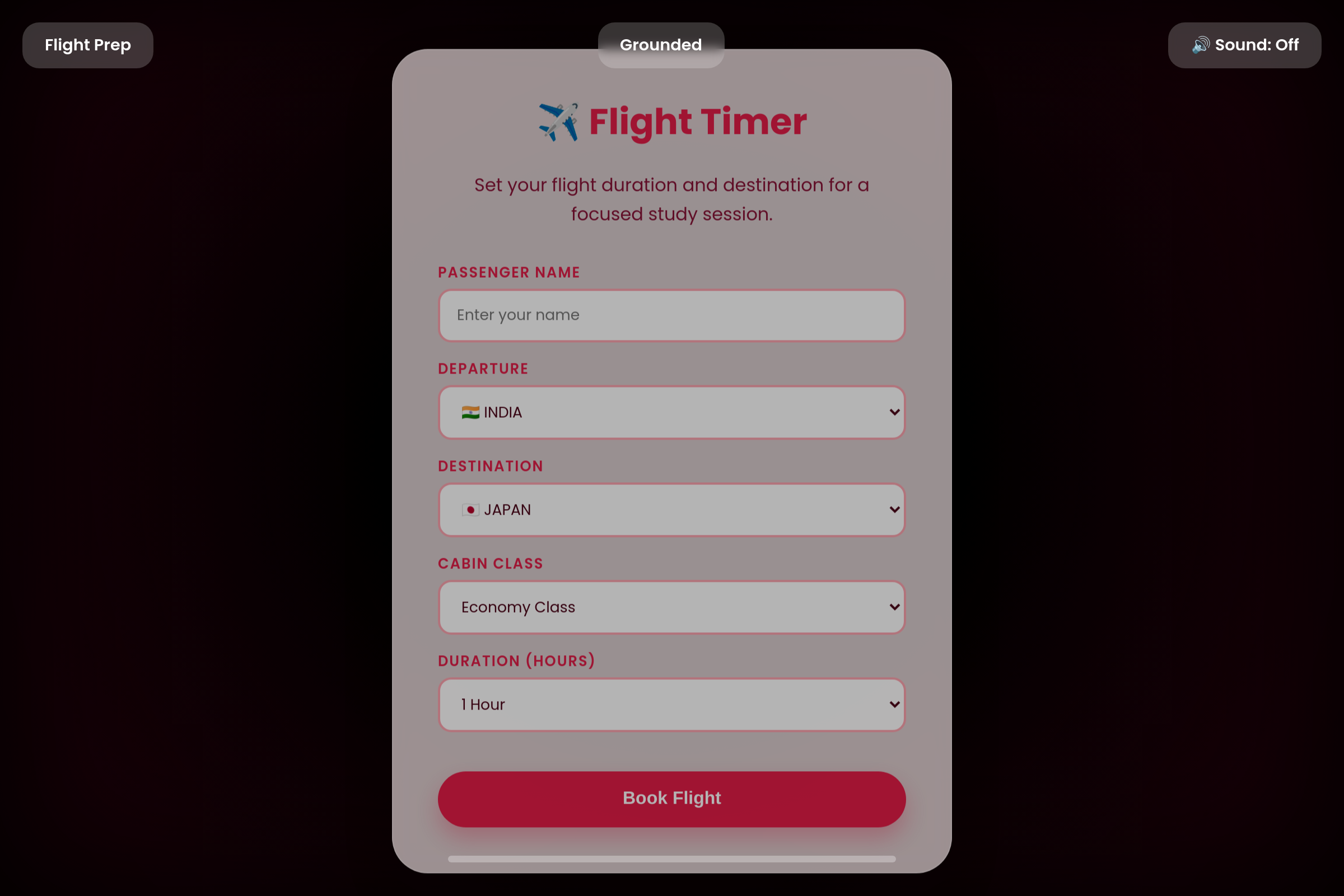 Focus Pink Flights mini app