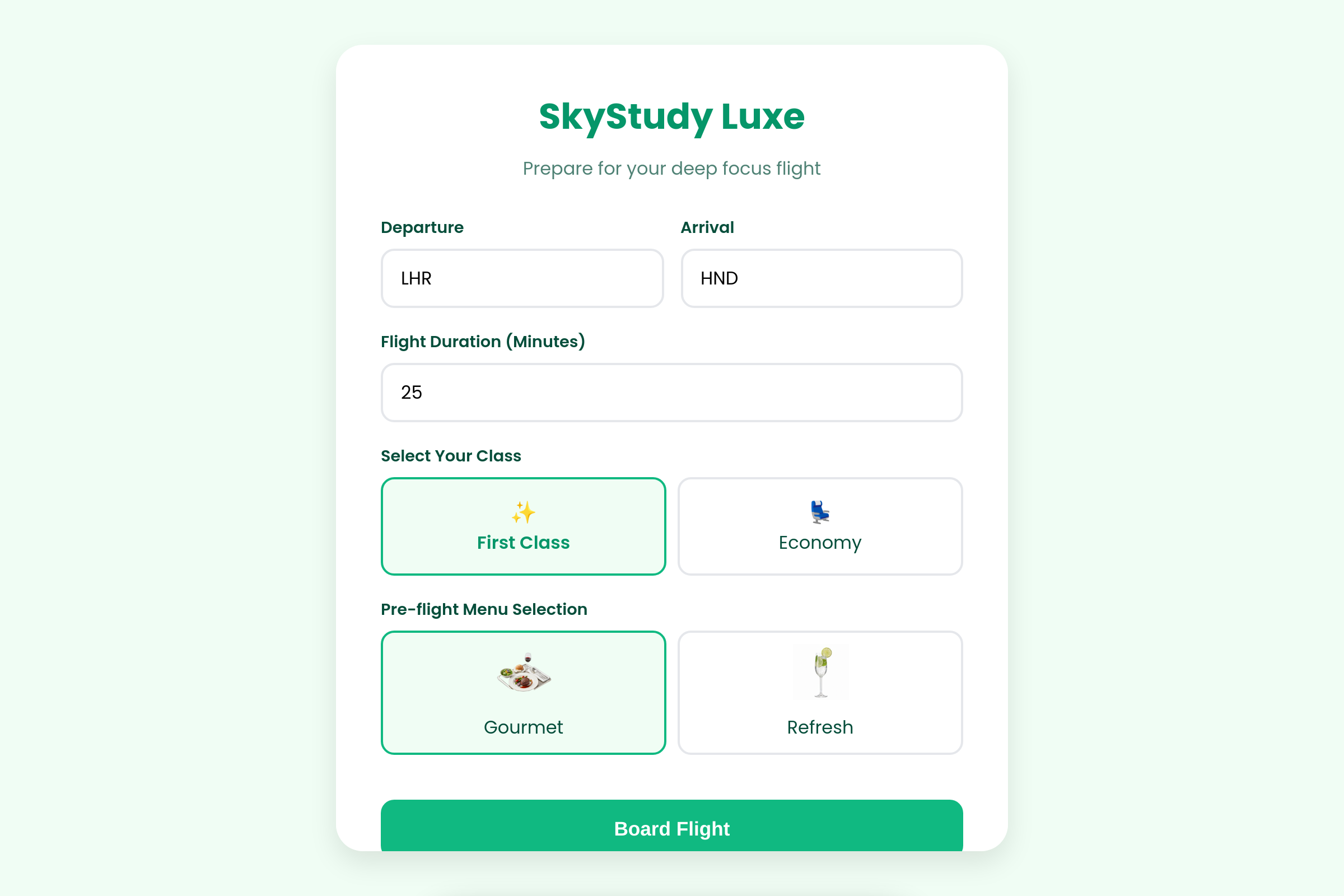 Flight Study Luxe mini app