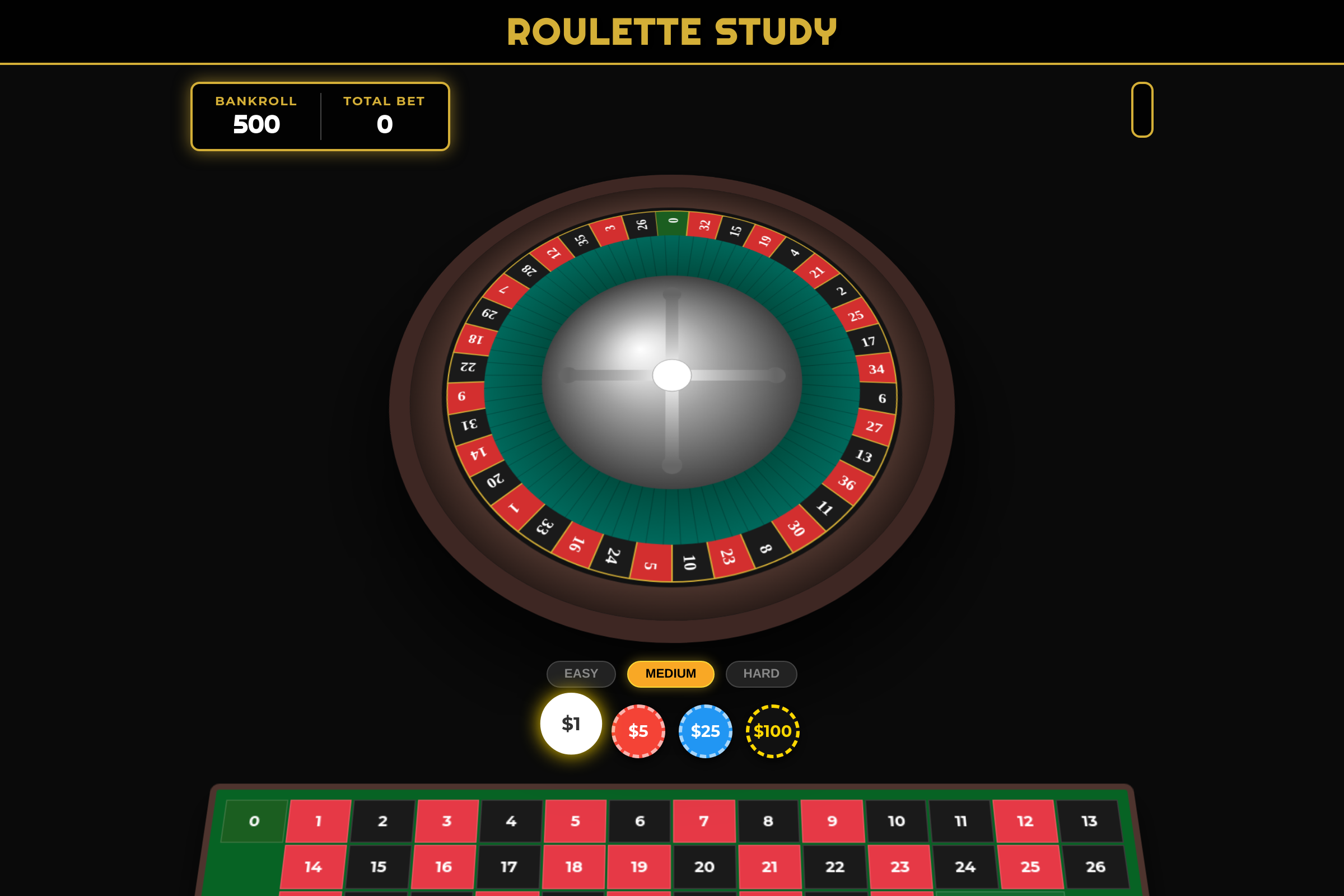 Roulette Study mini app