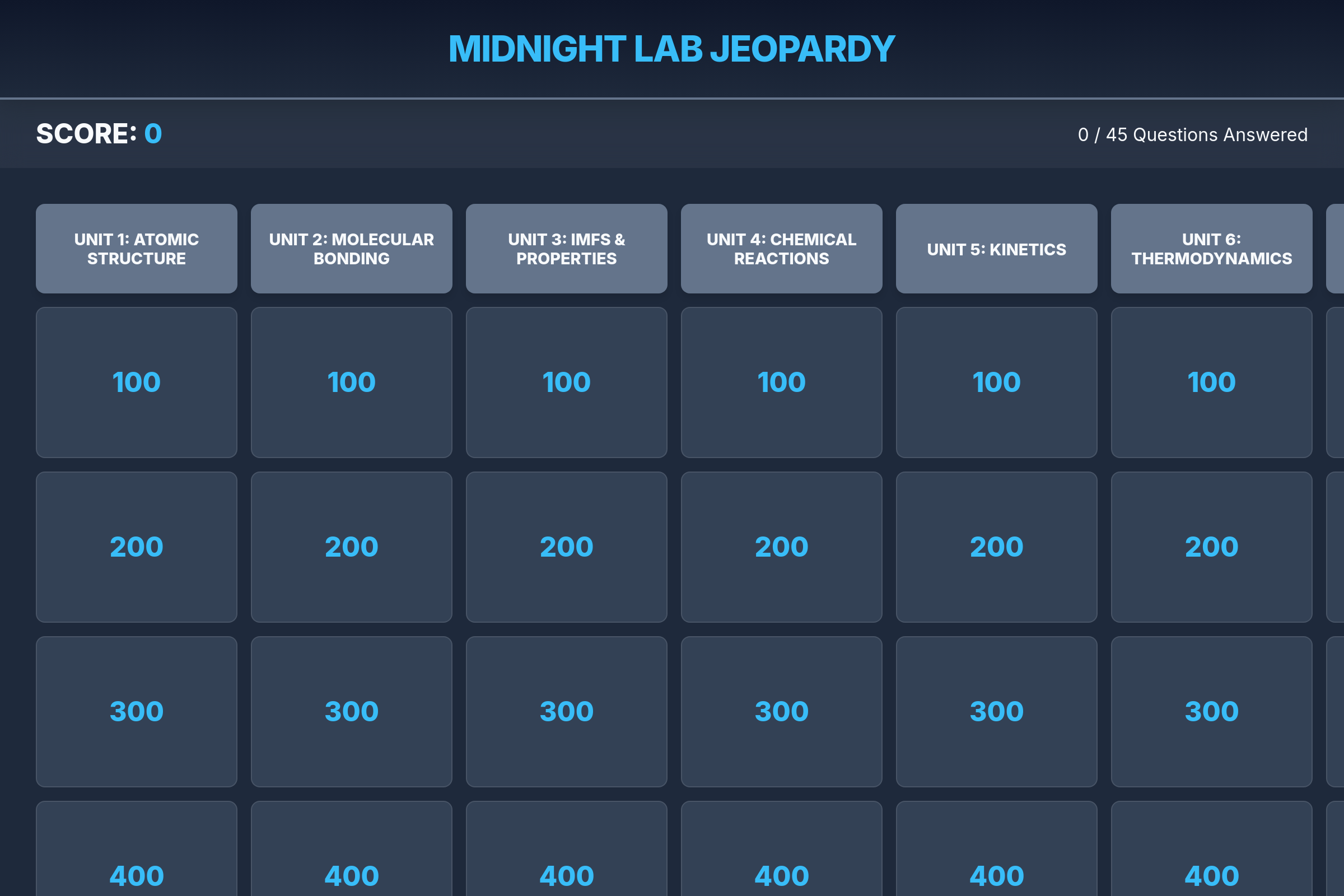 Chem Challenge mini app