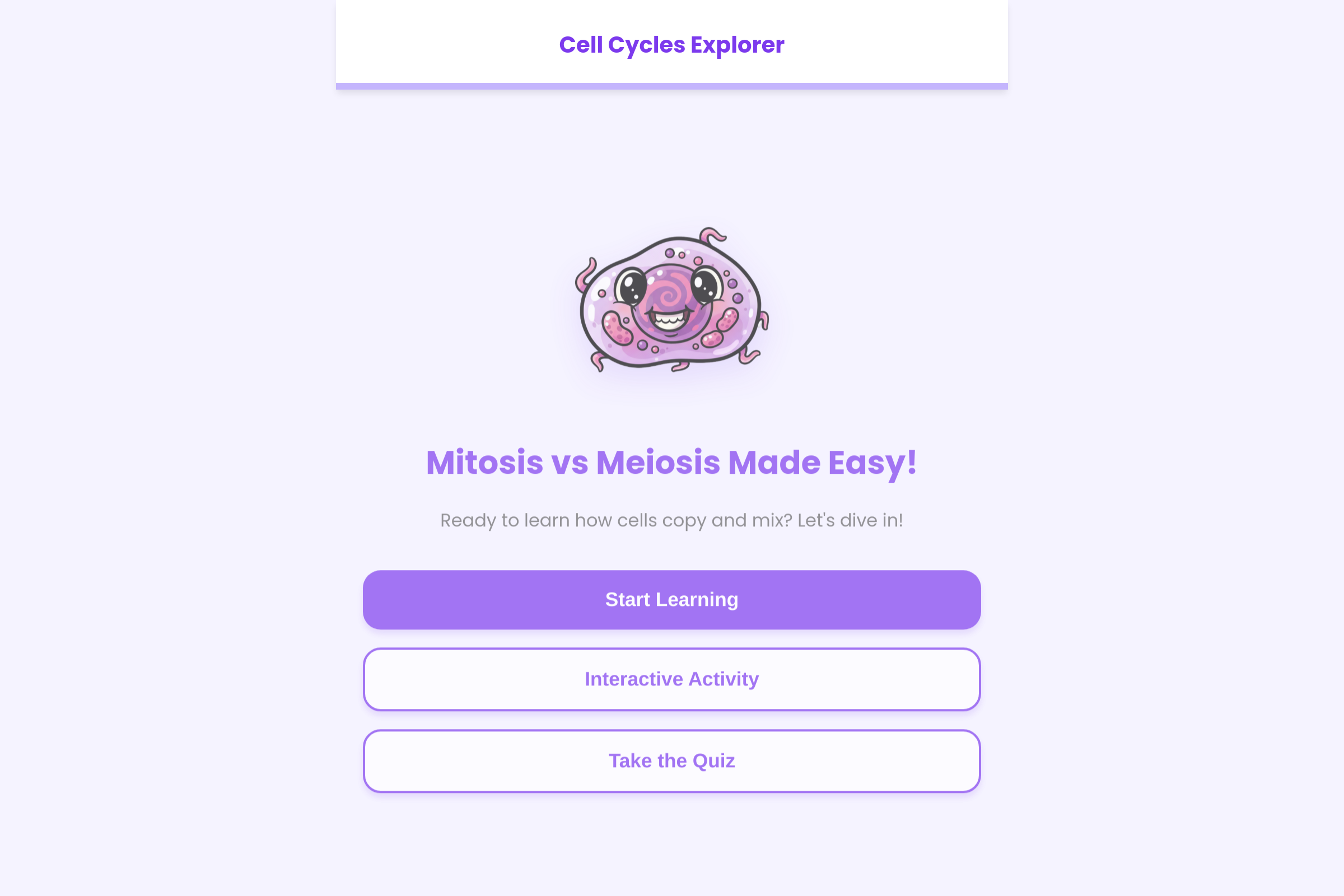 Mitosis and meiosis mini app