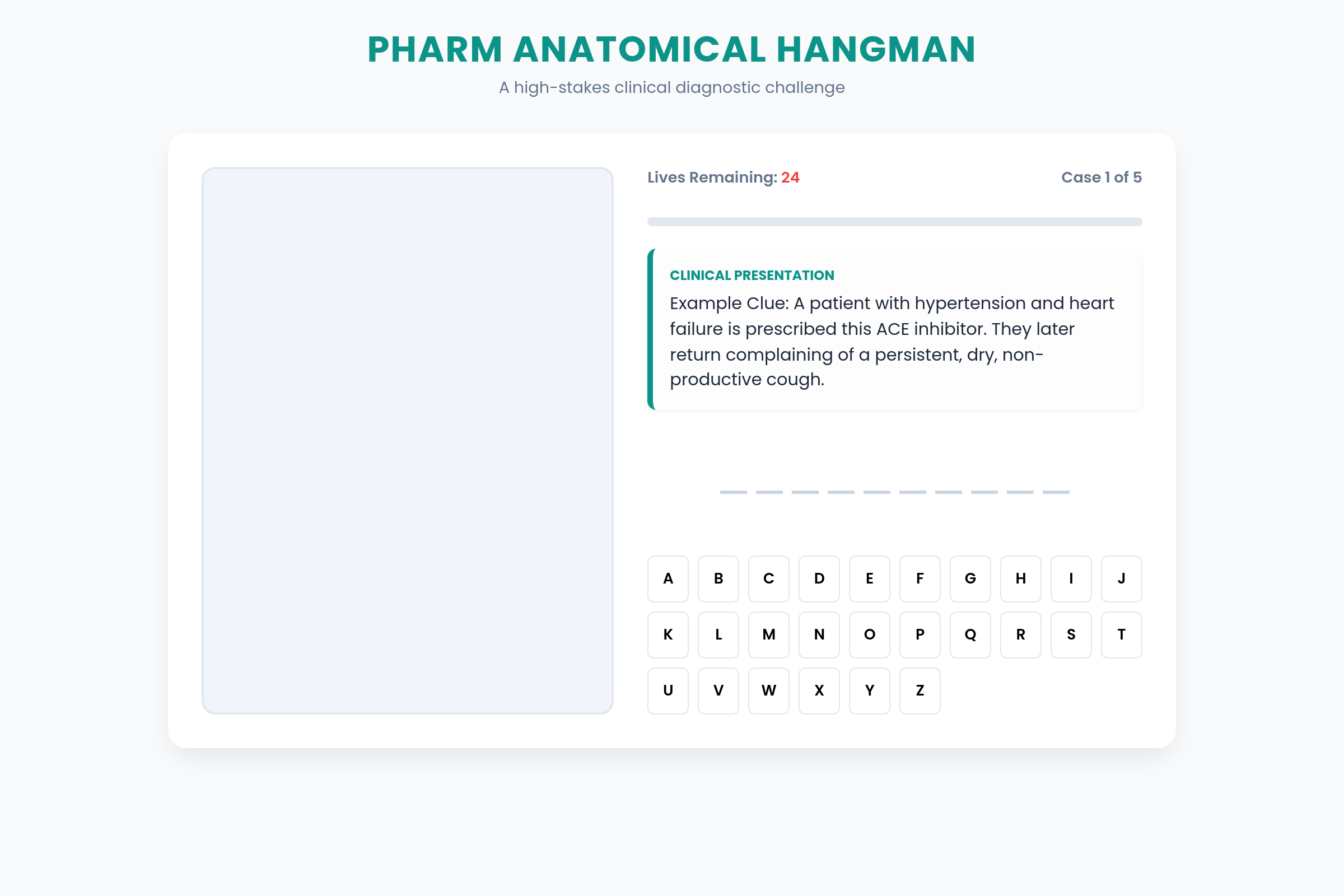 Pharm Hangman Clinical mini app