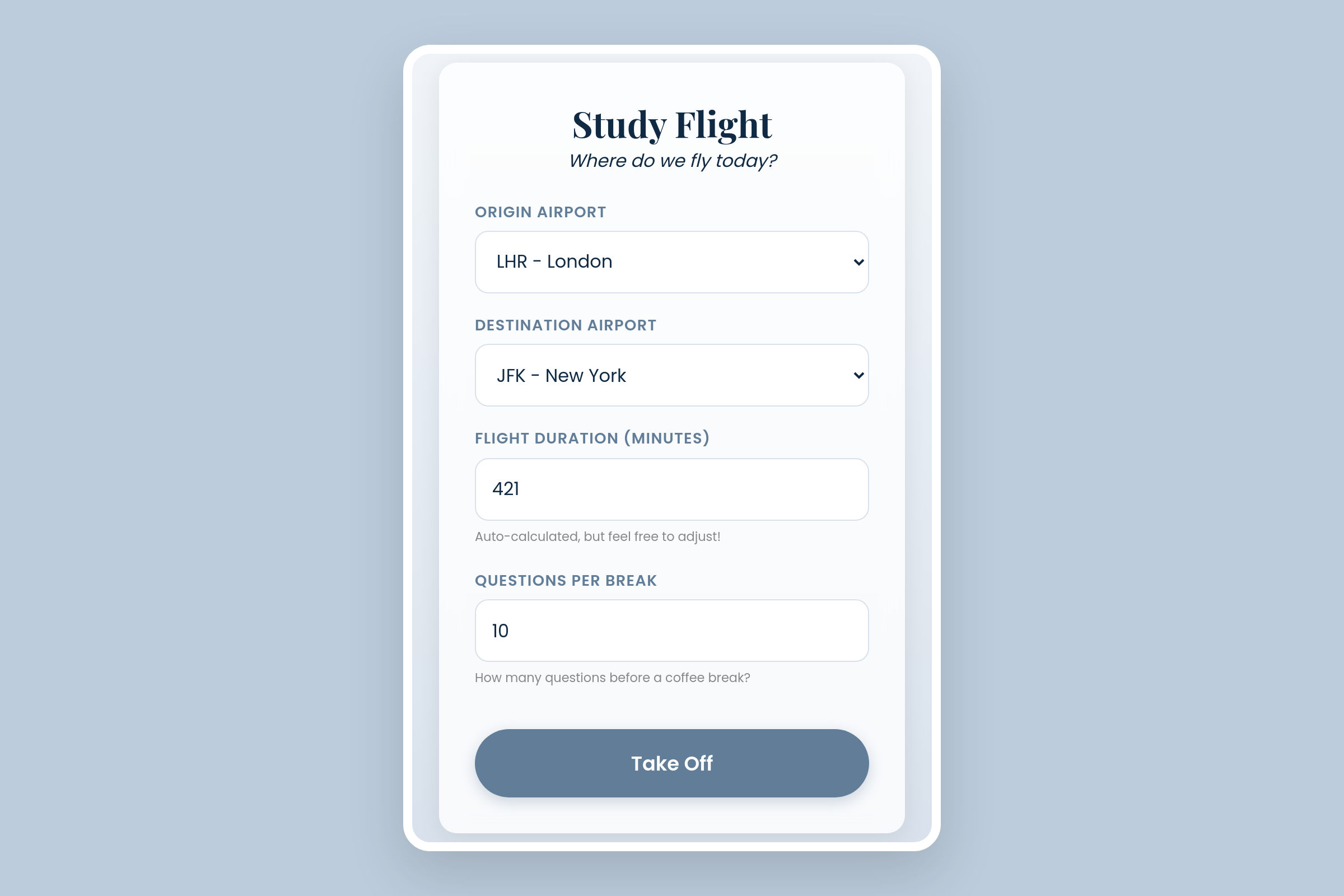Study Flight (copy) mini app