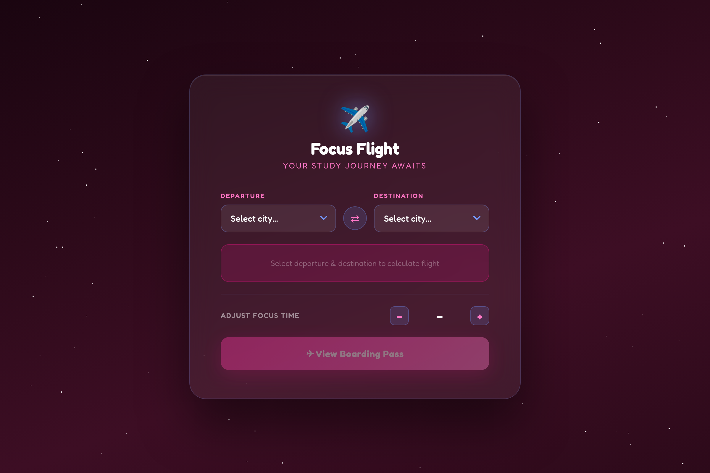 FocusFlight but pink mini app