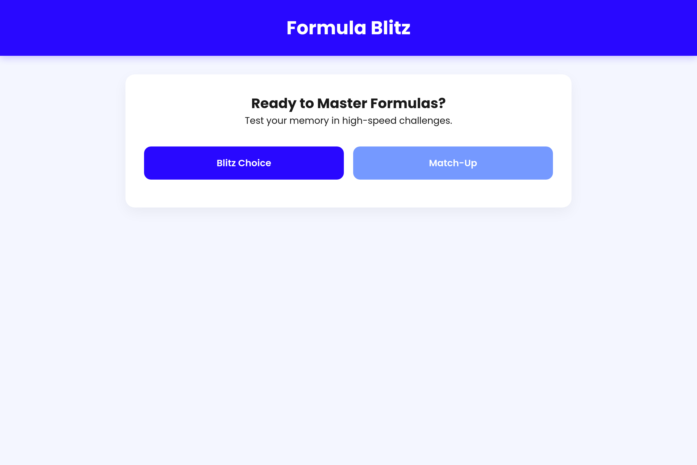 Science Formula Frenzy mini app