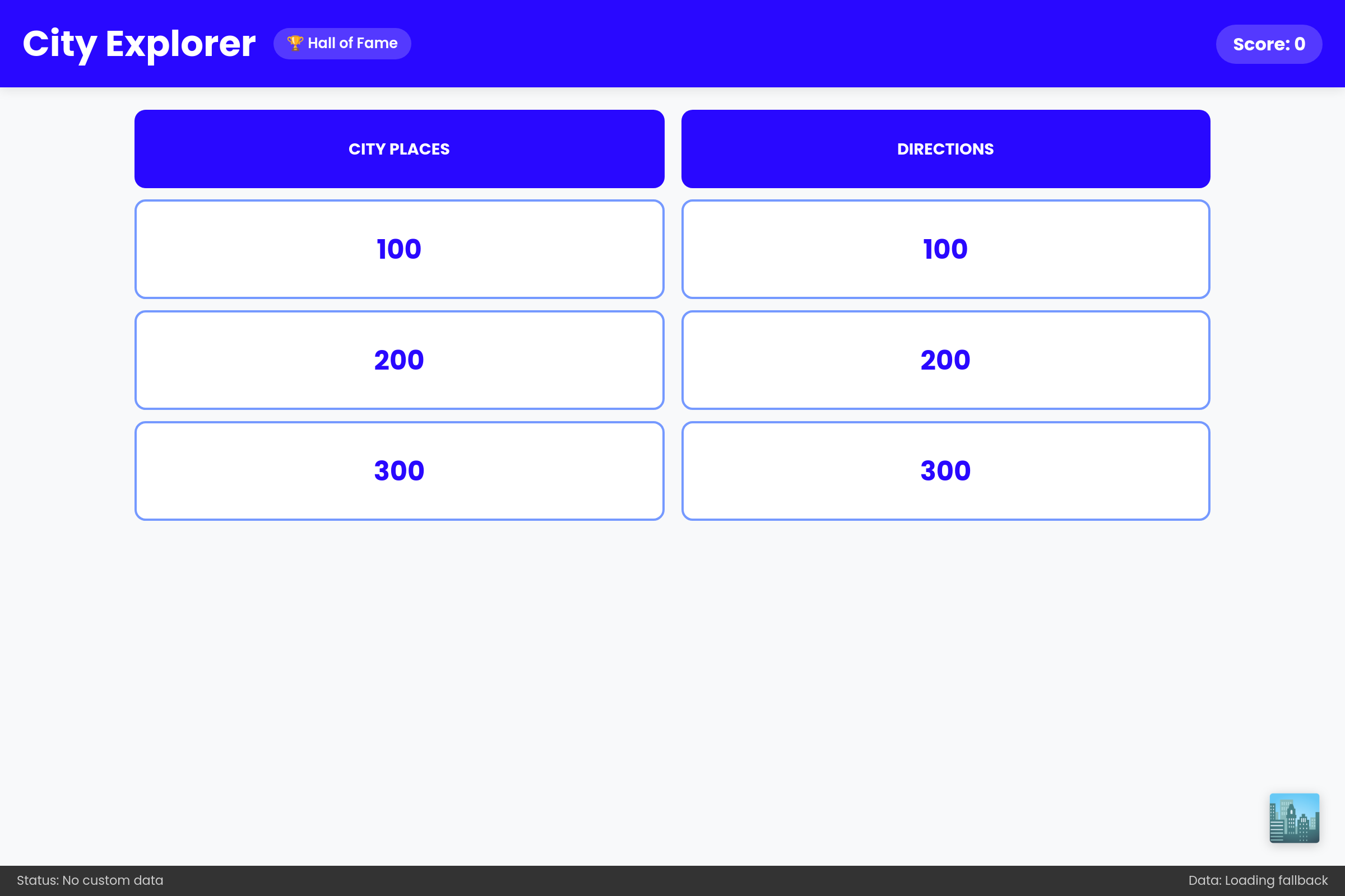City Explorer Quiz mini app