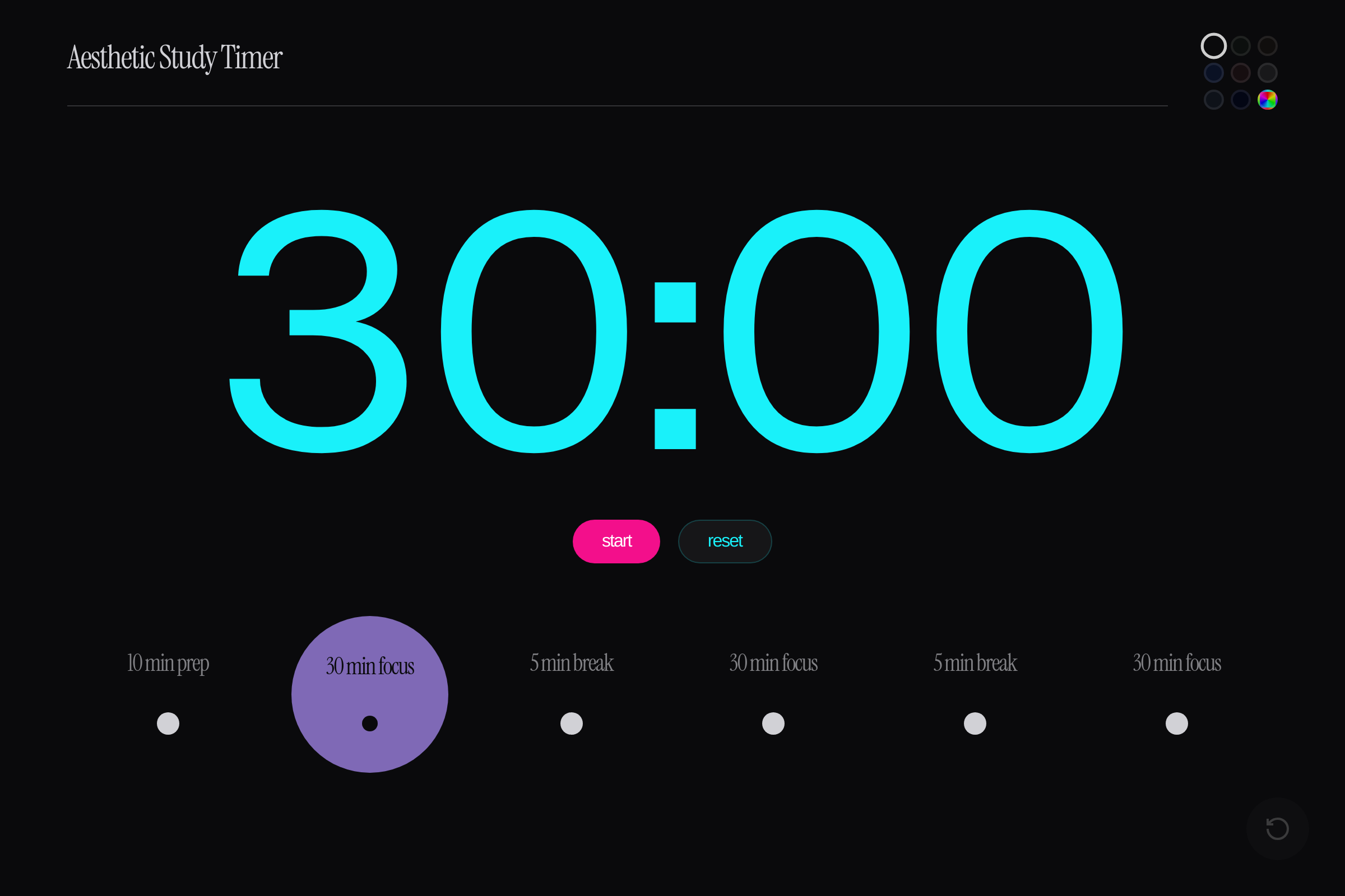 Aesthetic Study Timer (copy (with darker colors) mini app