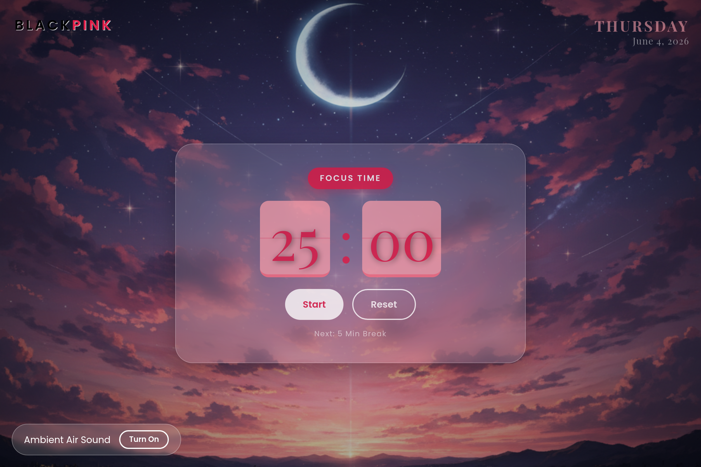 blackpink study timmer mini app