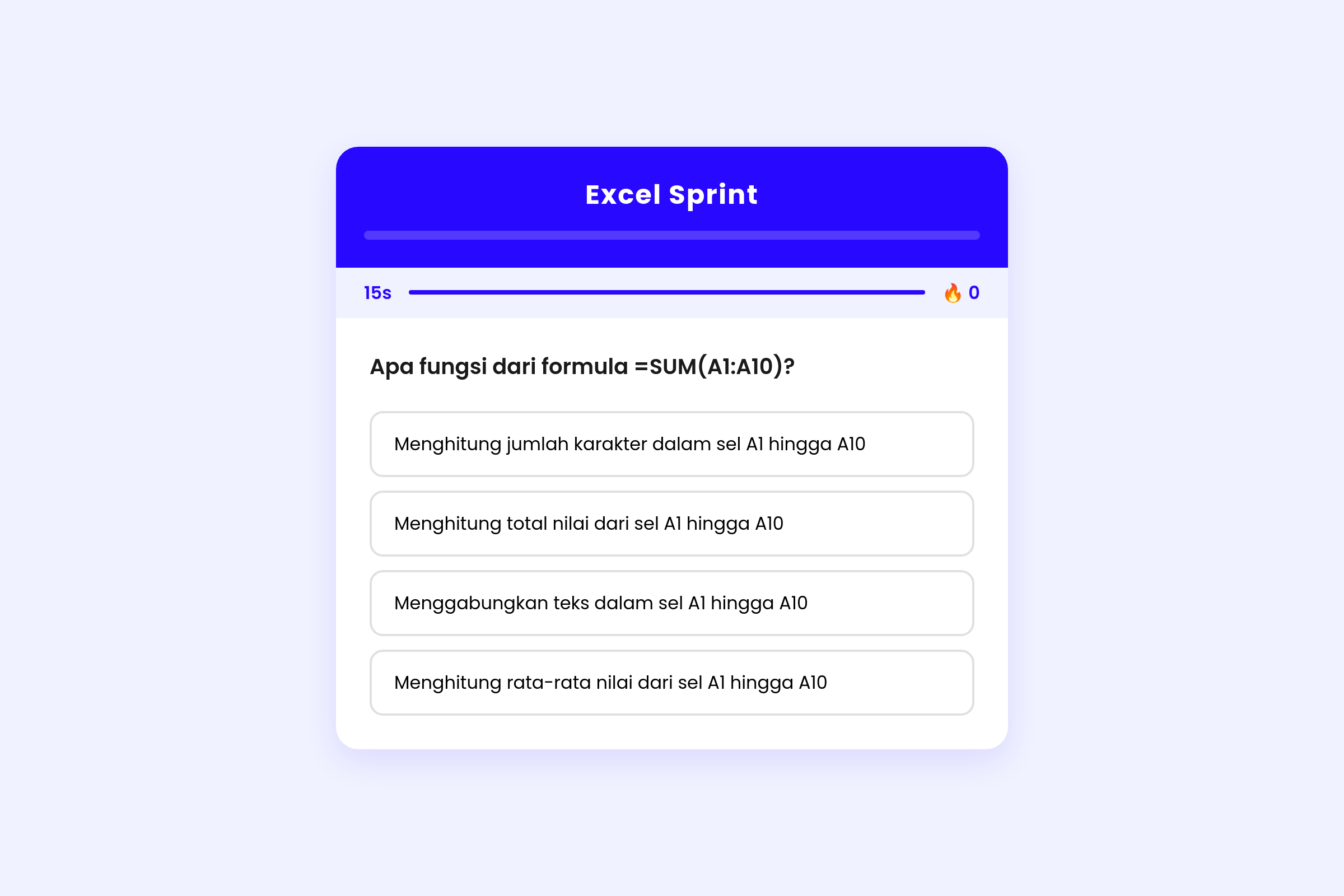 Excel Sprint mini app