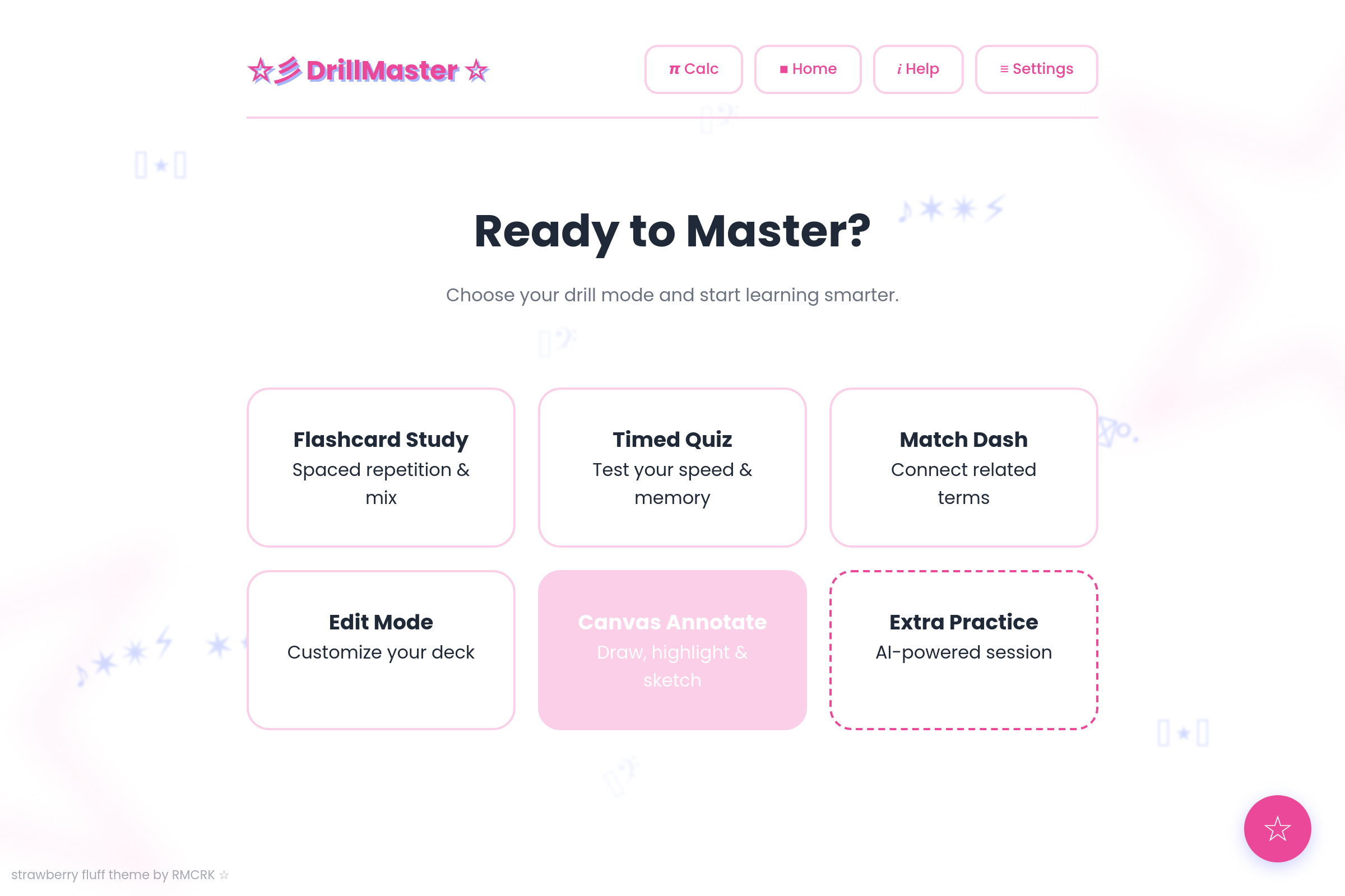 DrillMaster V2 strawberry fluff theme mini app