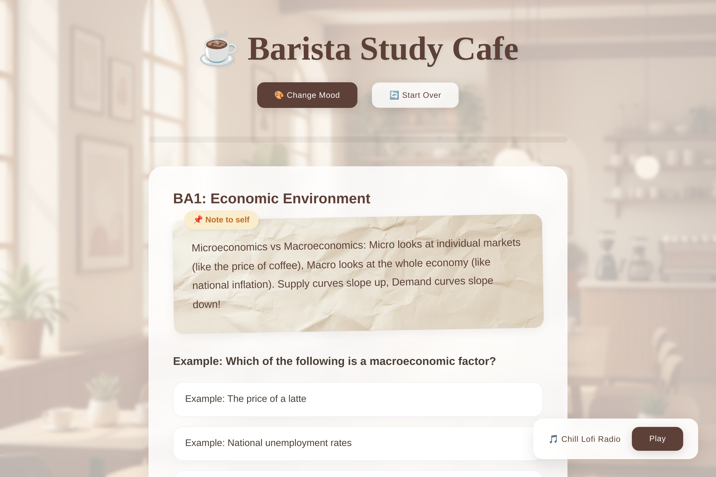 Barista Study Cafe mini app