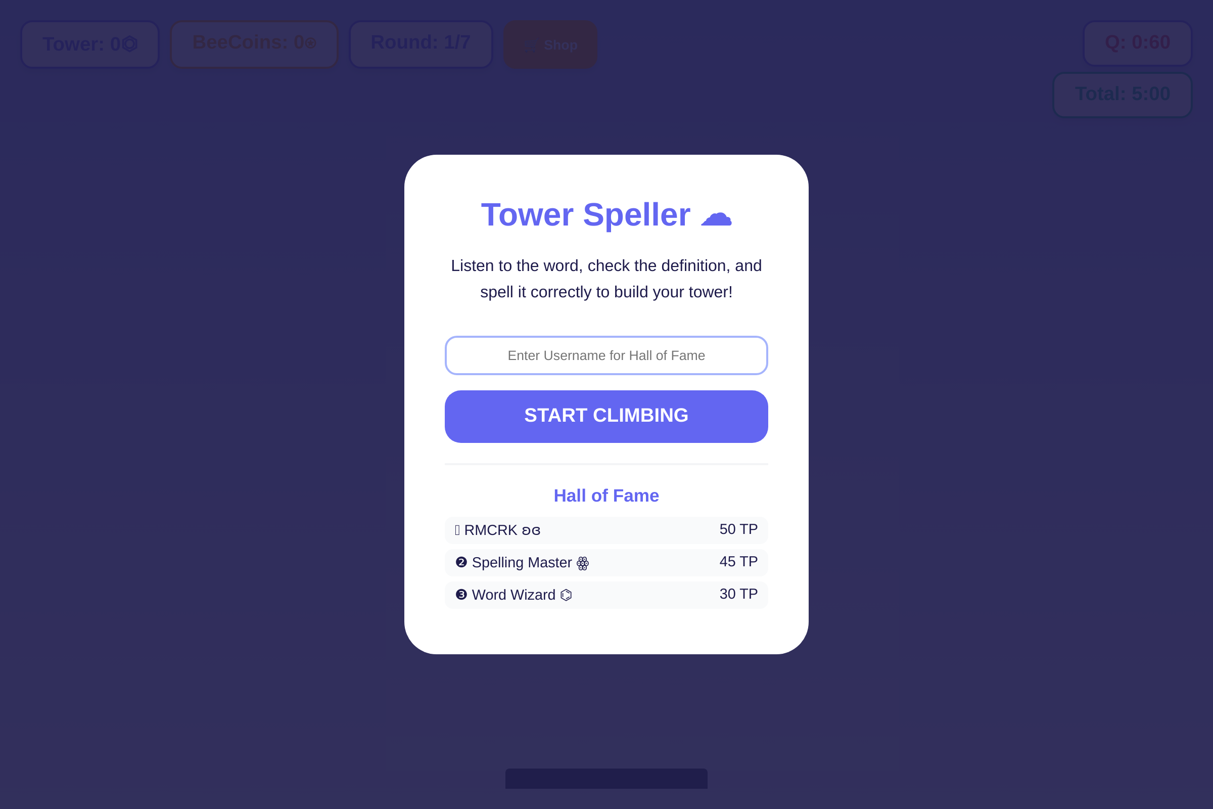Spelling bee mini app