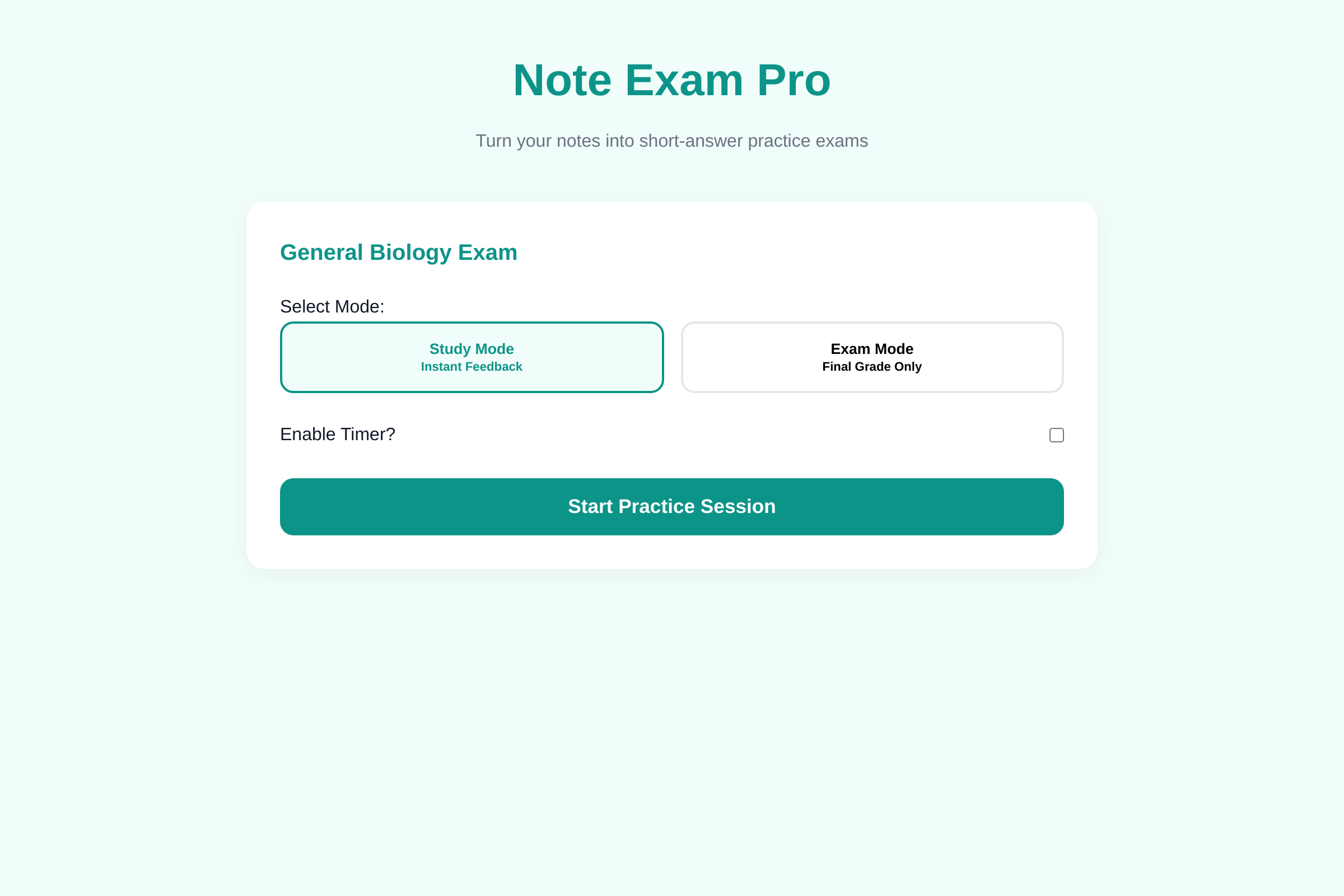 Note Exam Pro mini app