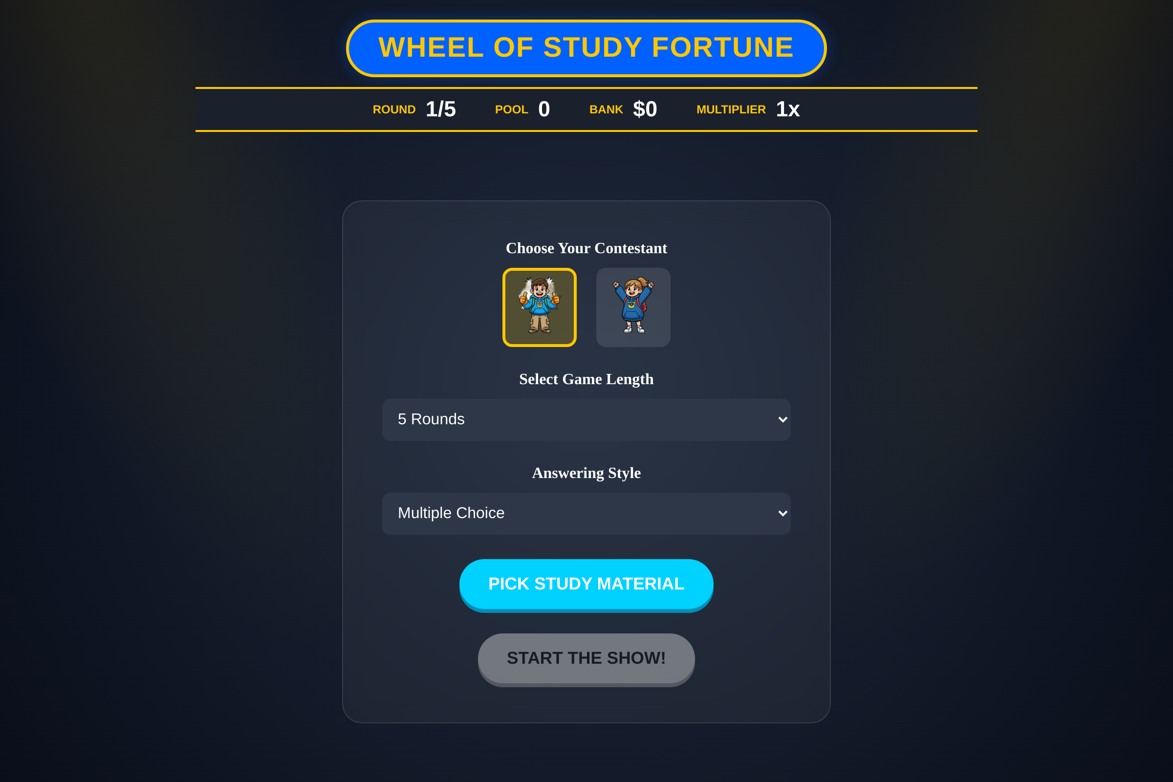 Study wheel of fortune mini app