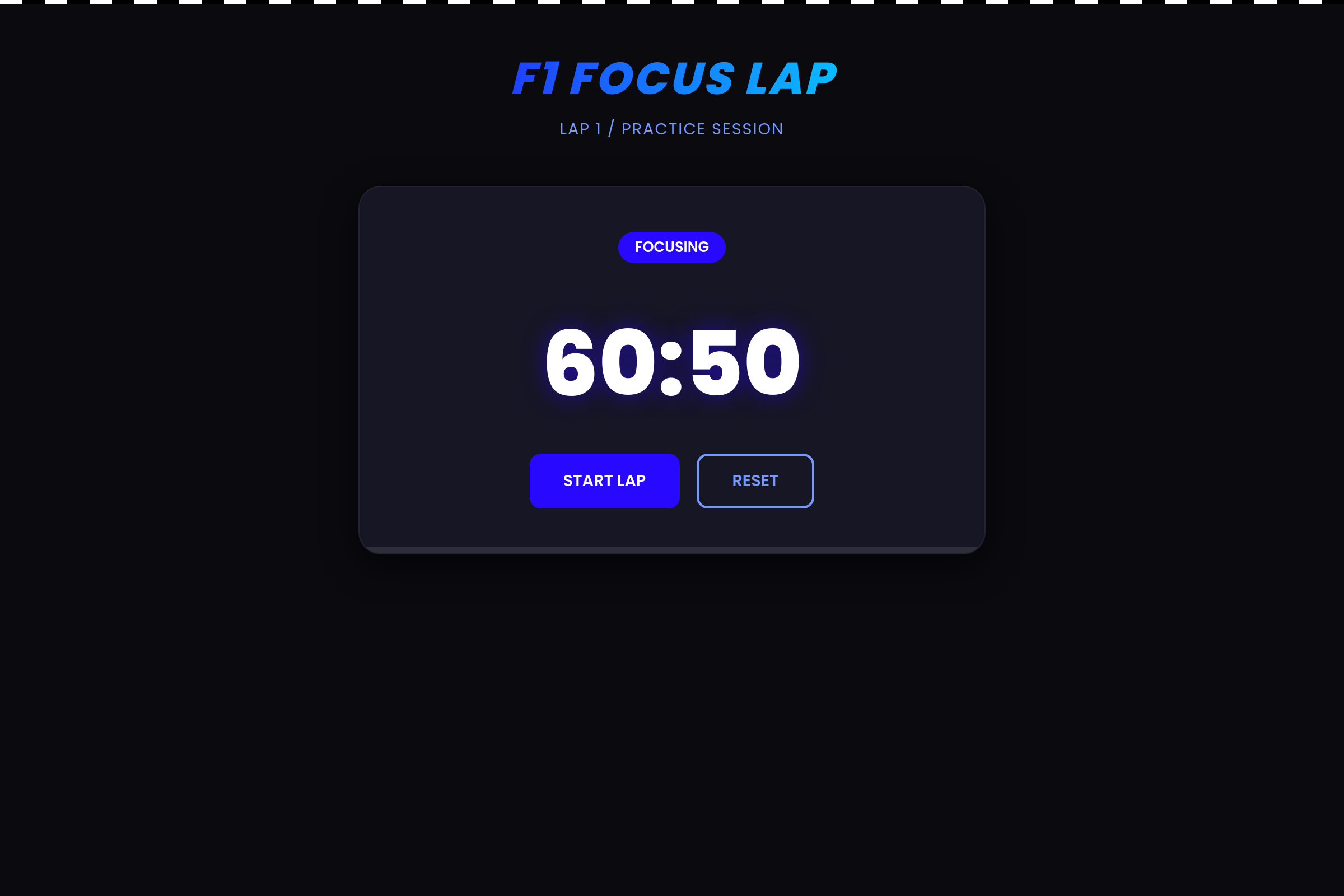 Formula 1 focus timer template mini app