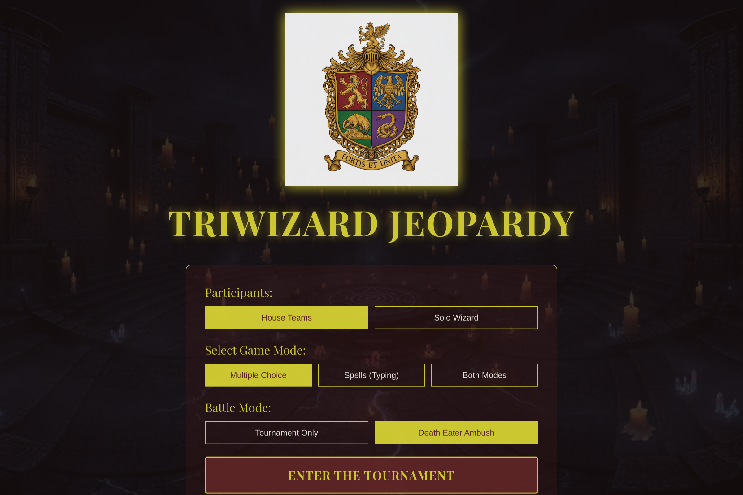 Triwizard Jeopardy mini app