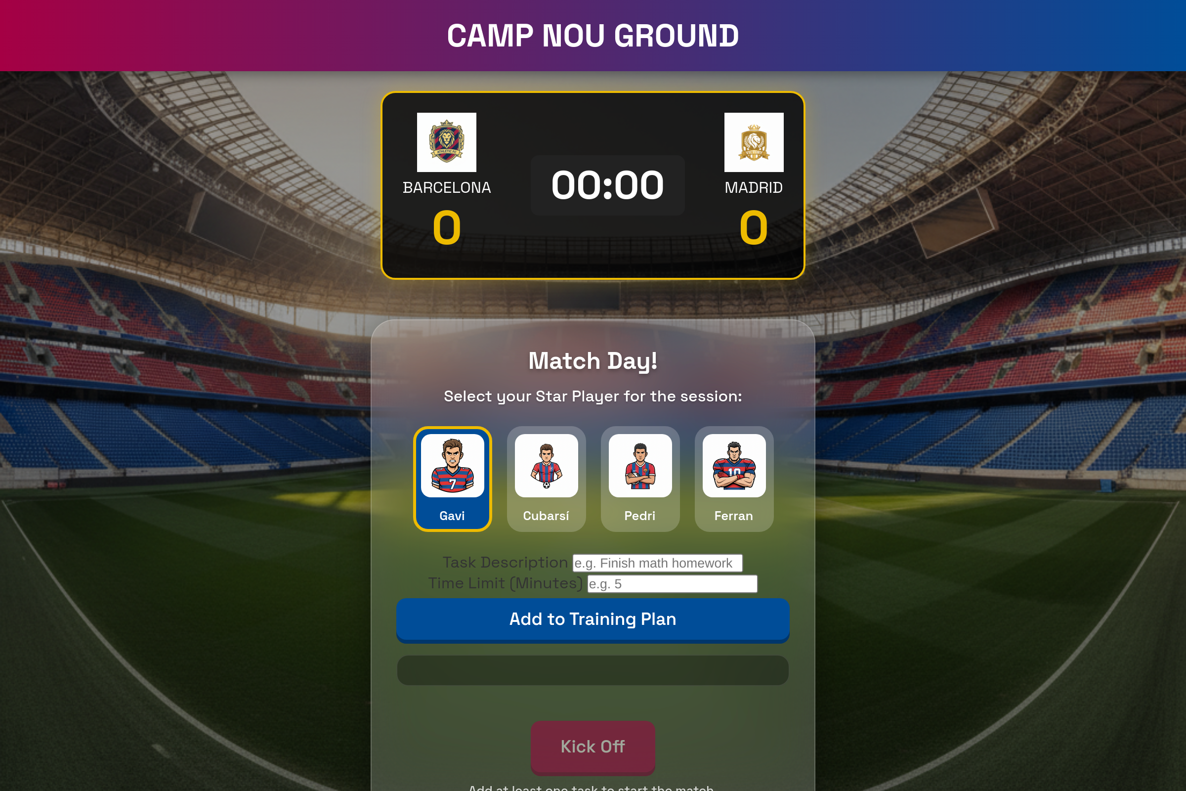 Camp Nou Training mini app