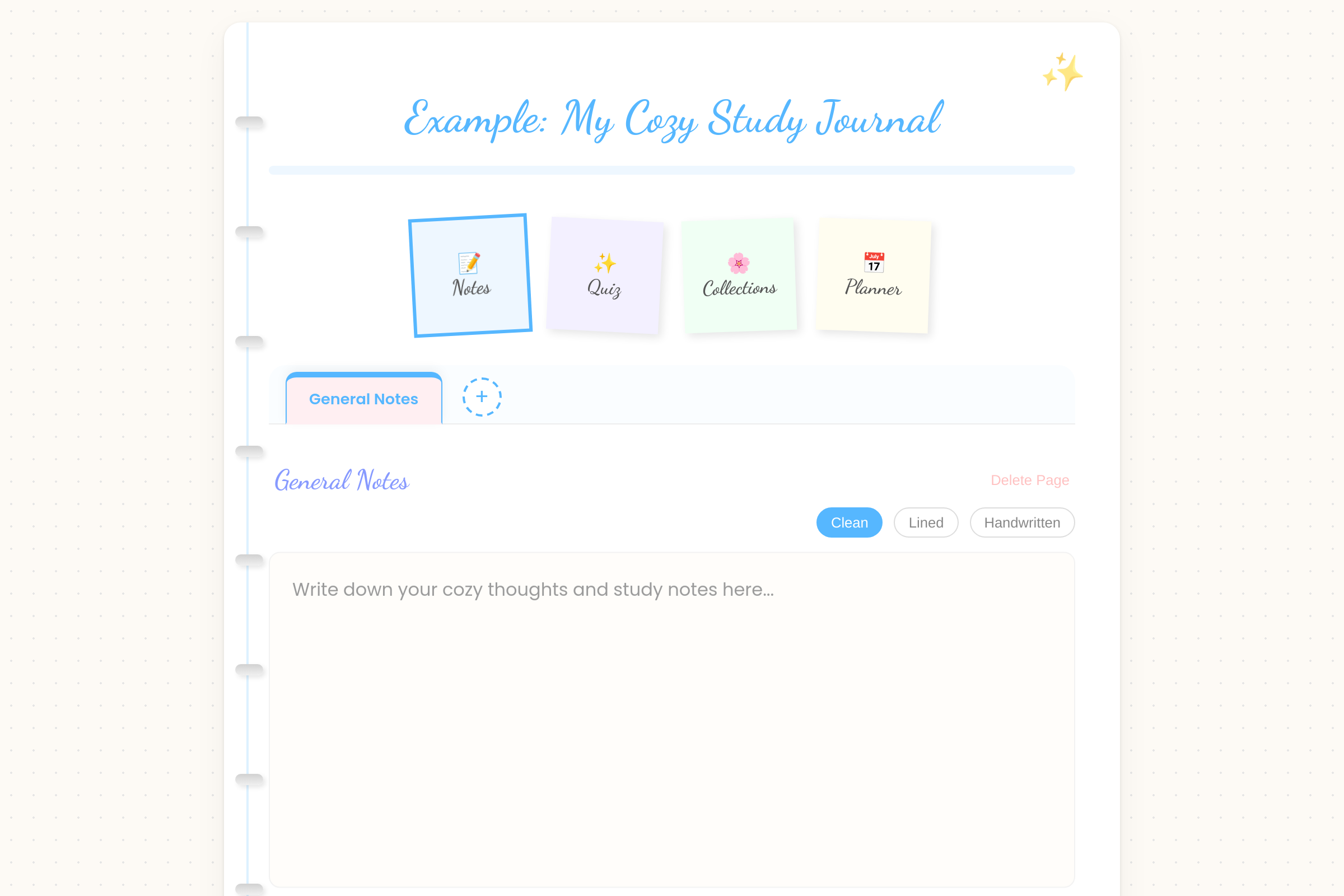 Cozy Study Journal mini app