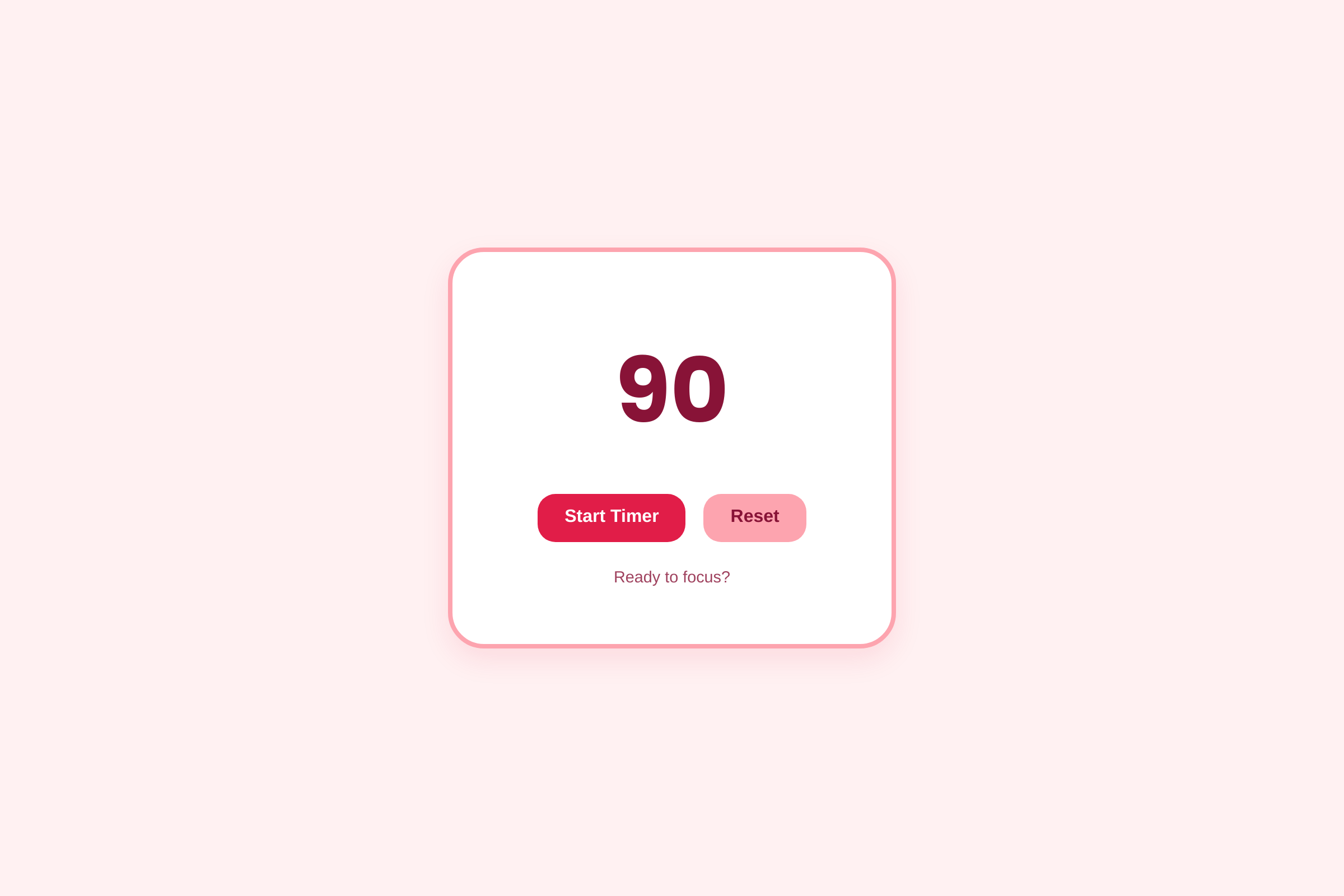 90 second question timer mini app