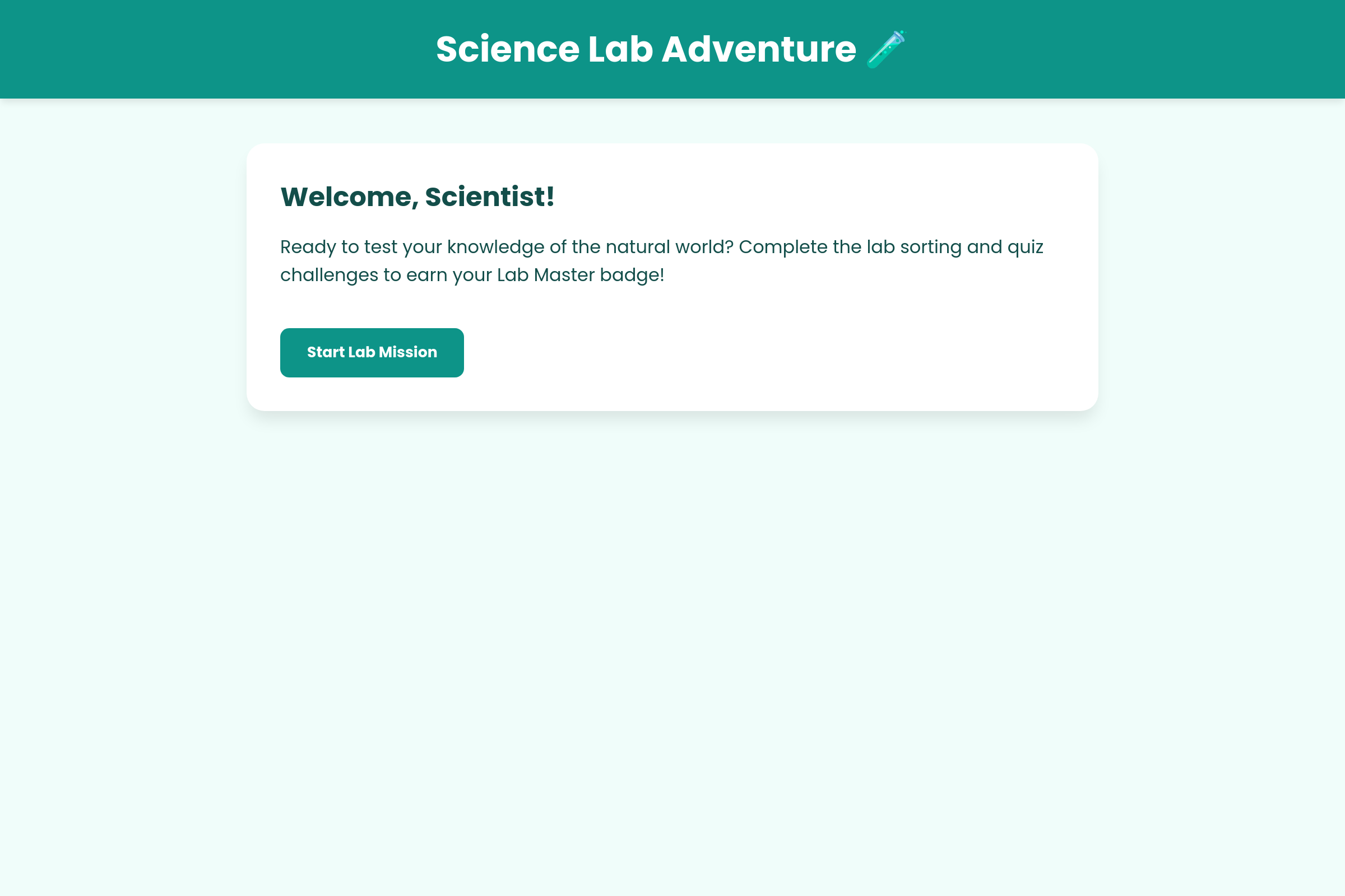 Science Lab Adventure mini app