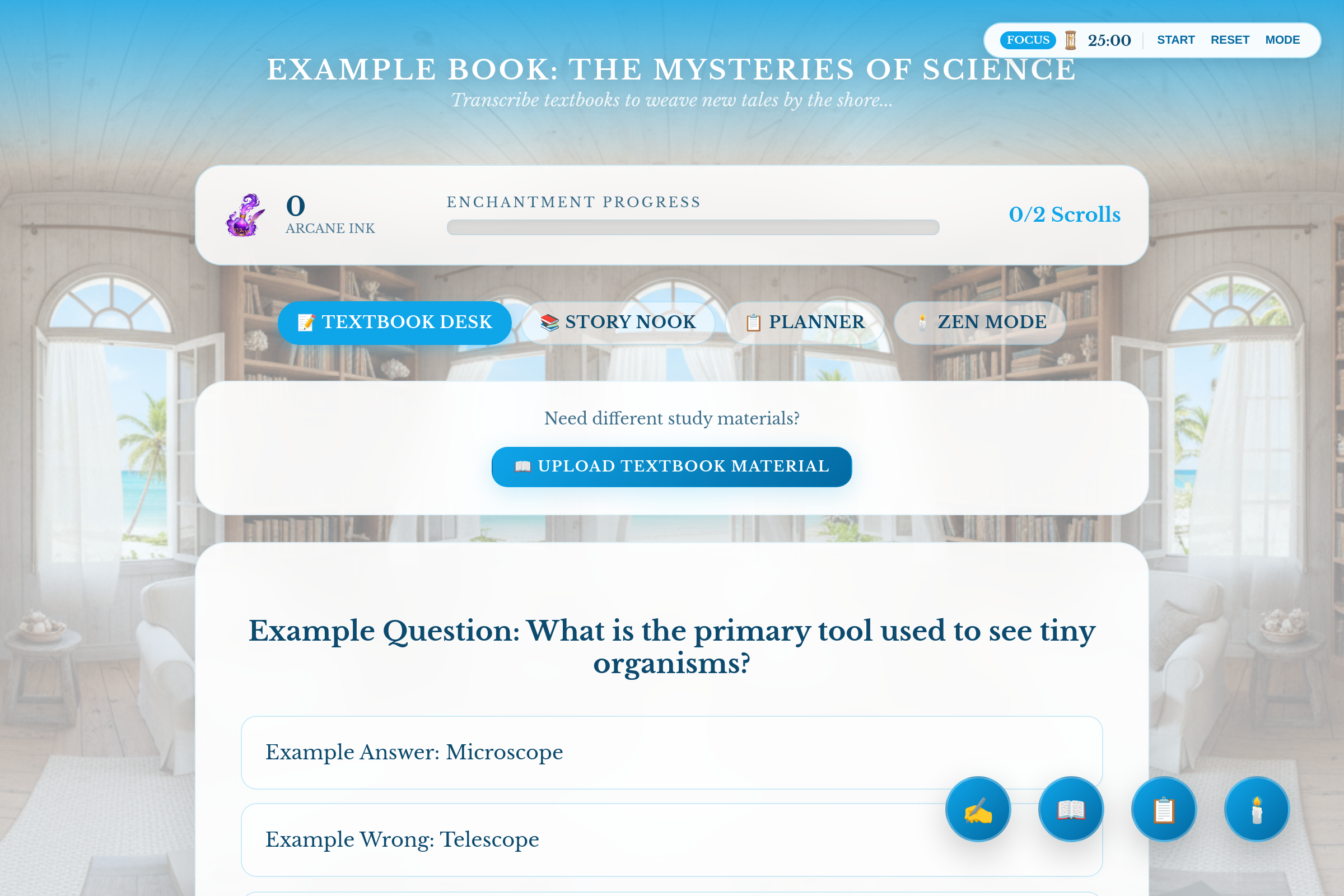 Cozy Library Quest mini app