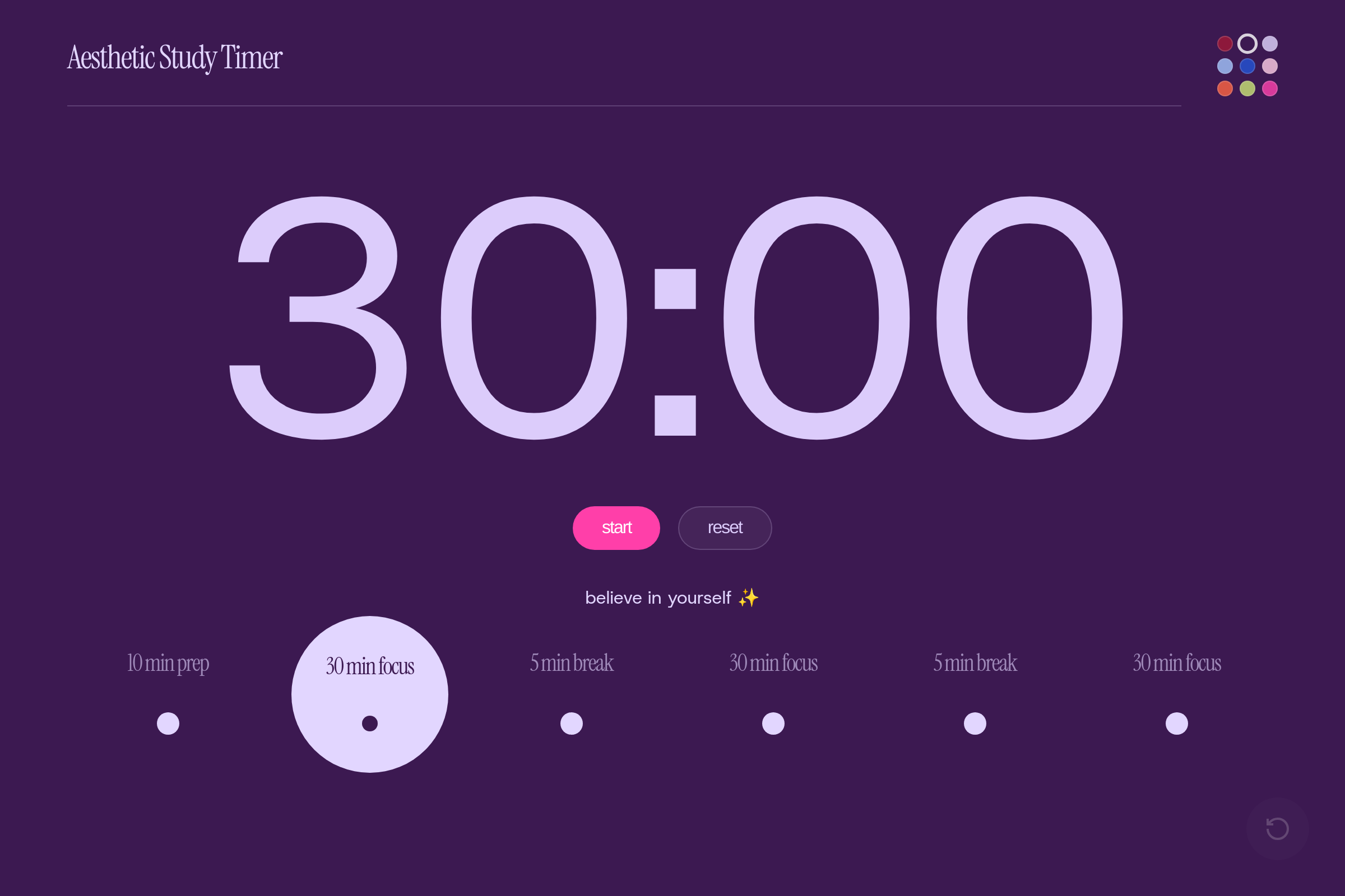 Aesthetic Study Timer (copy) mini app