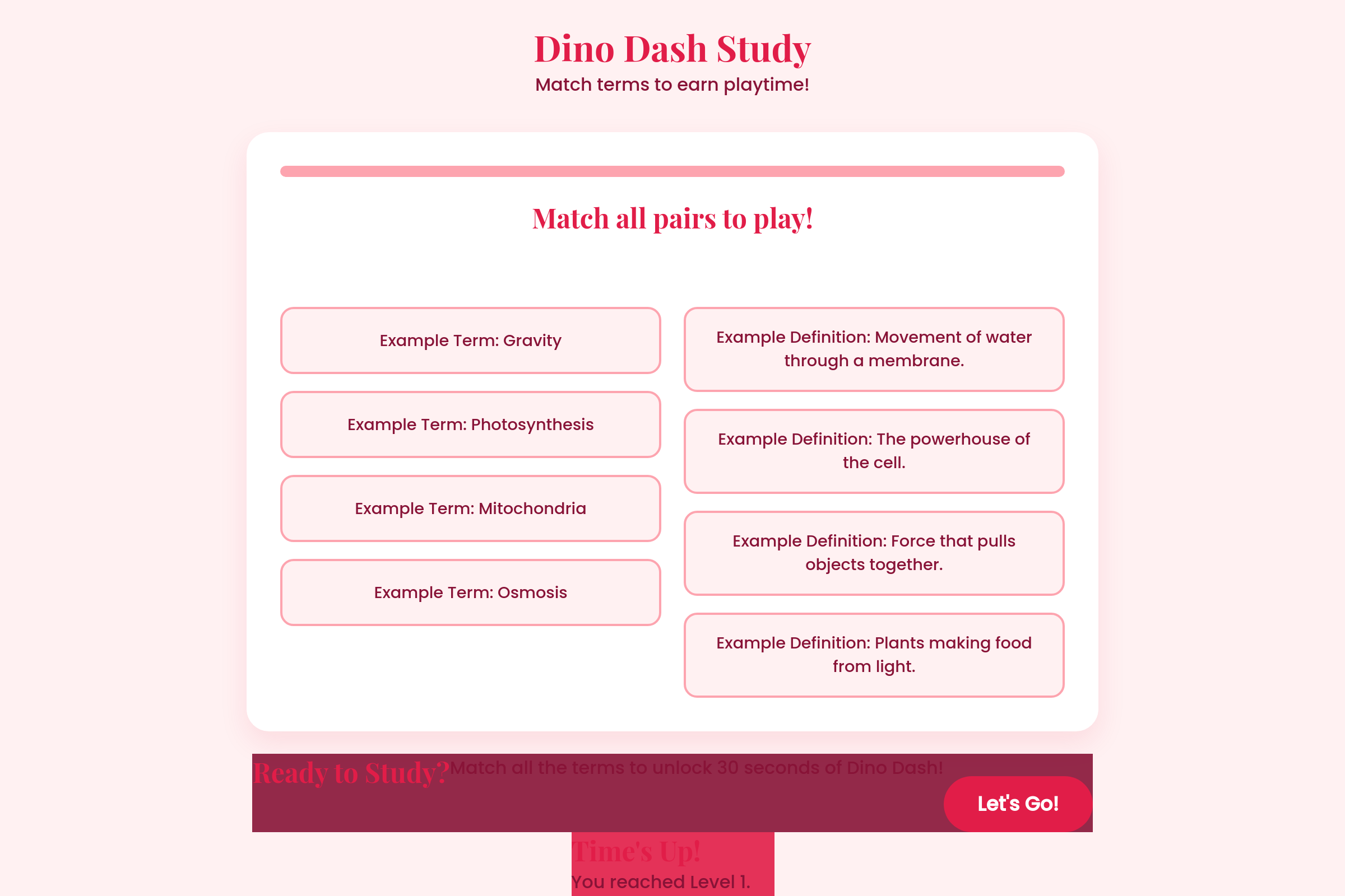 Pink Dino Dash mini app