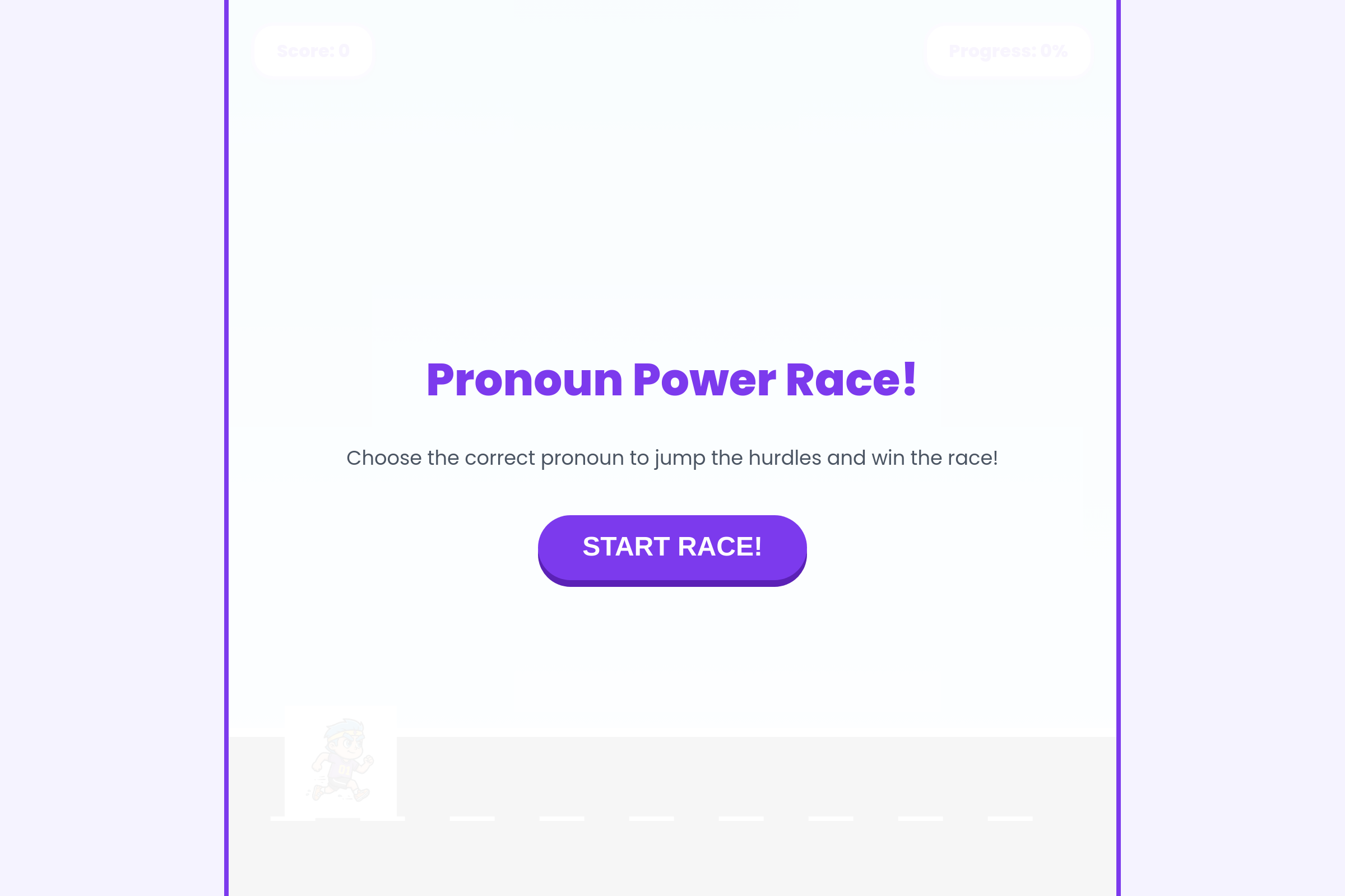 Pronoun Dash mini app