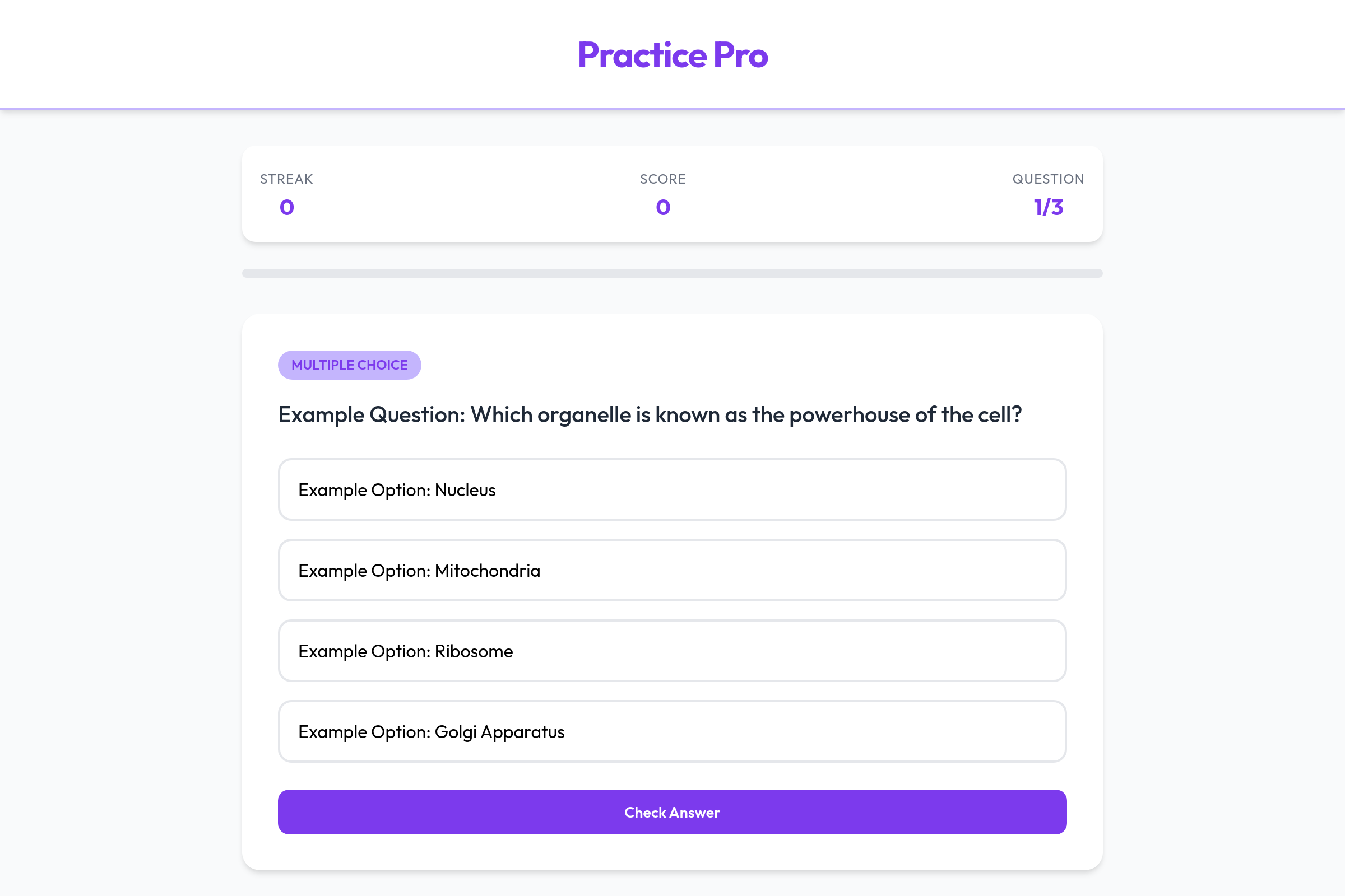 Practice Pro mini app
