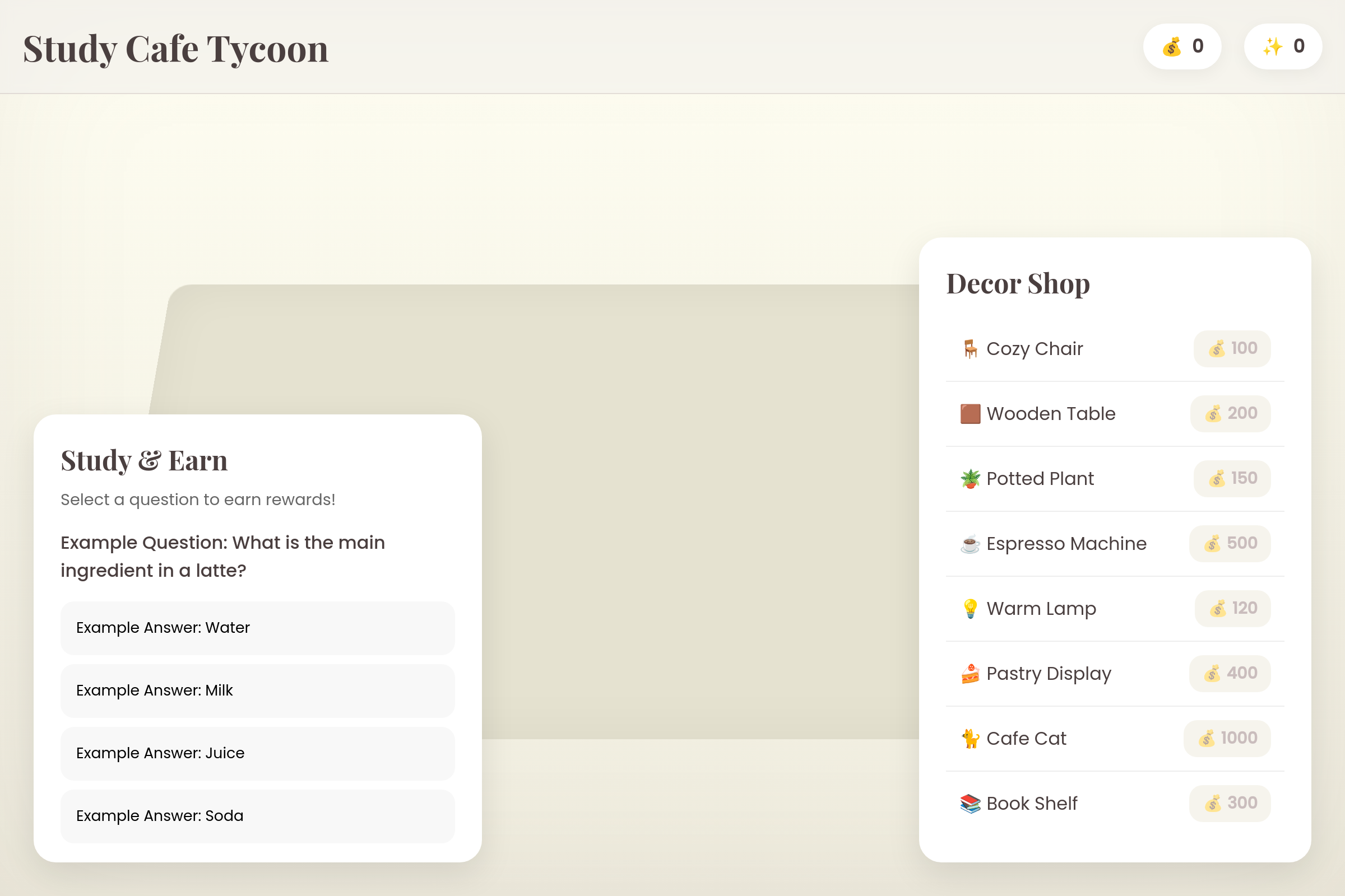 study cafe tycoon ☕️ mini app