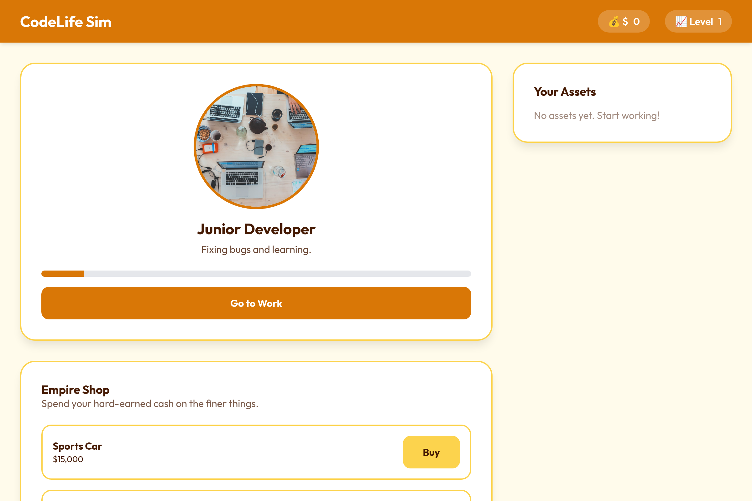Code Life Sim mini app