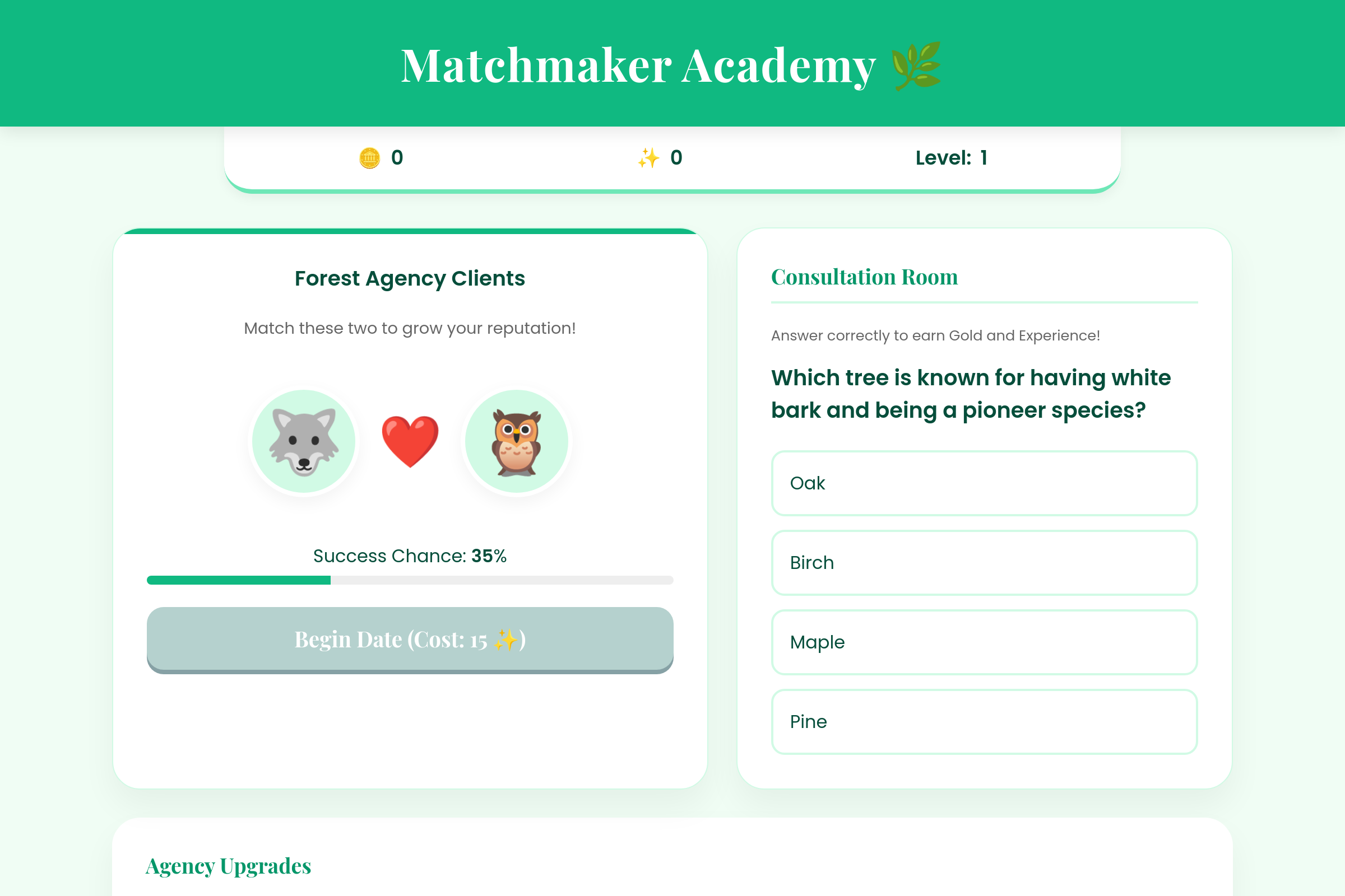 Matchmaker Academy mini app