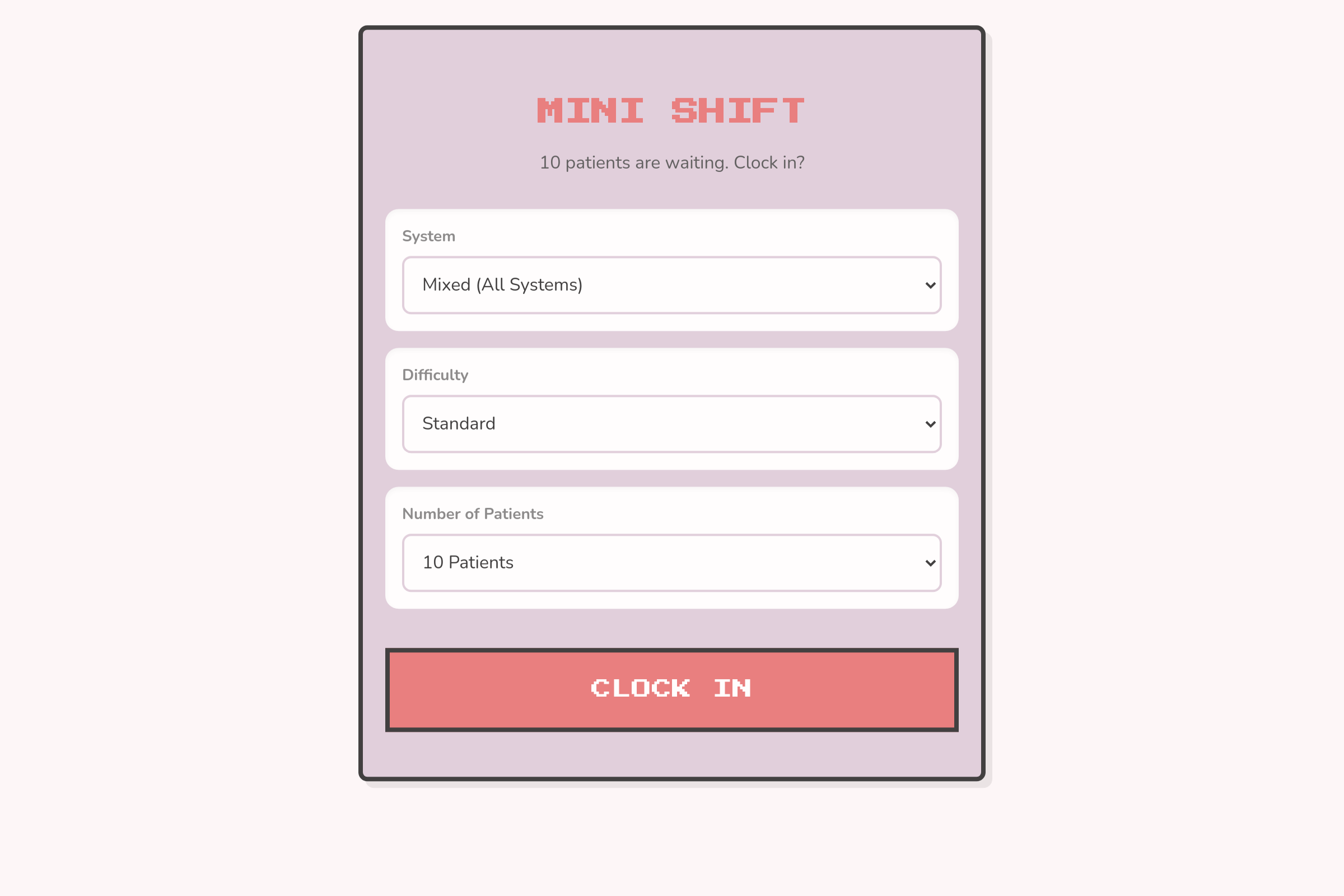 Clinic Shift: EOD PA School mini app